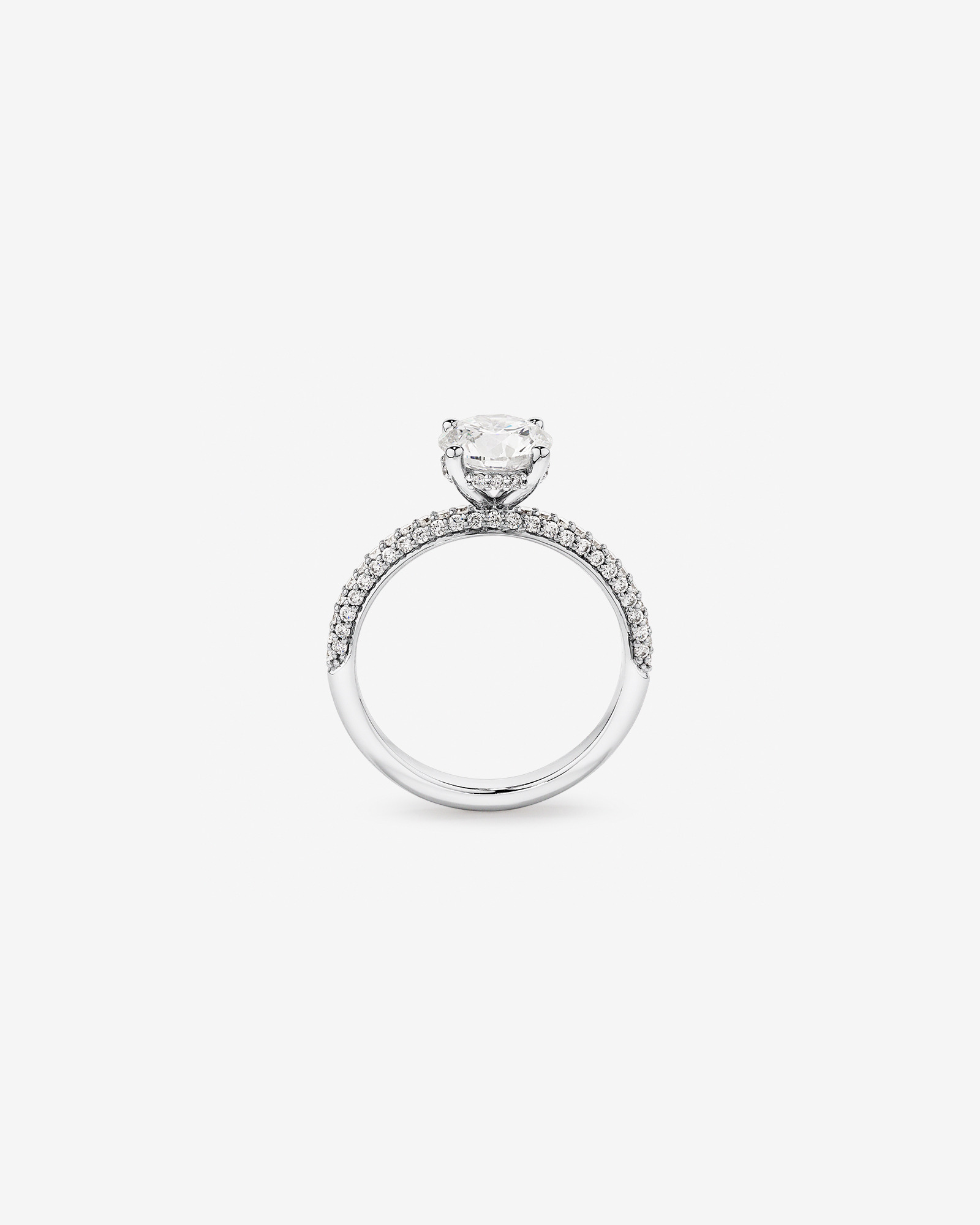 1.95 Carat TW Round Brilliant Laboratory-Grown Diamond Solitaire Side Accent Engagement Ring 14kt White Gold