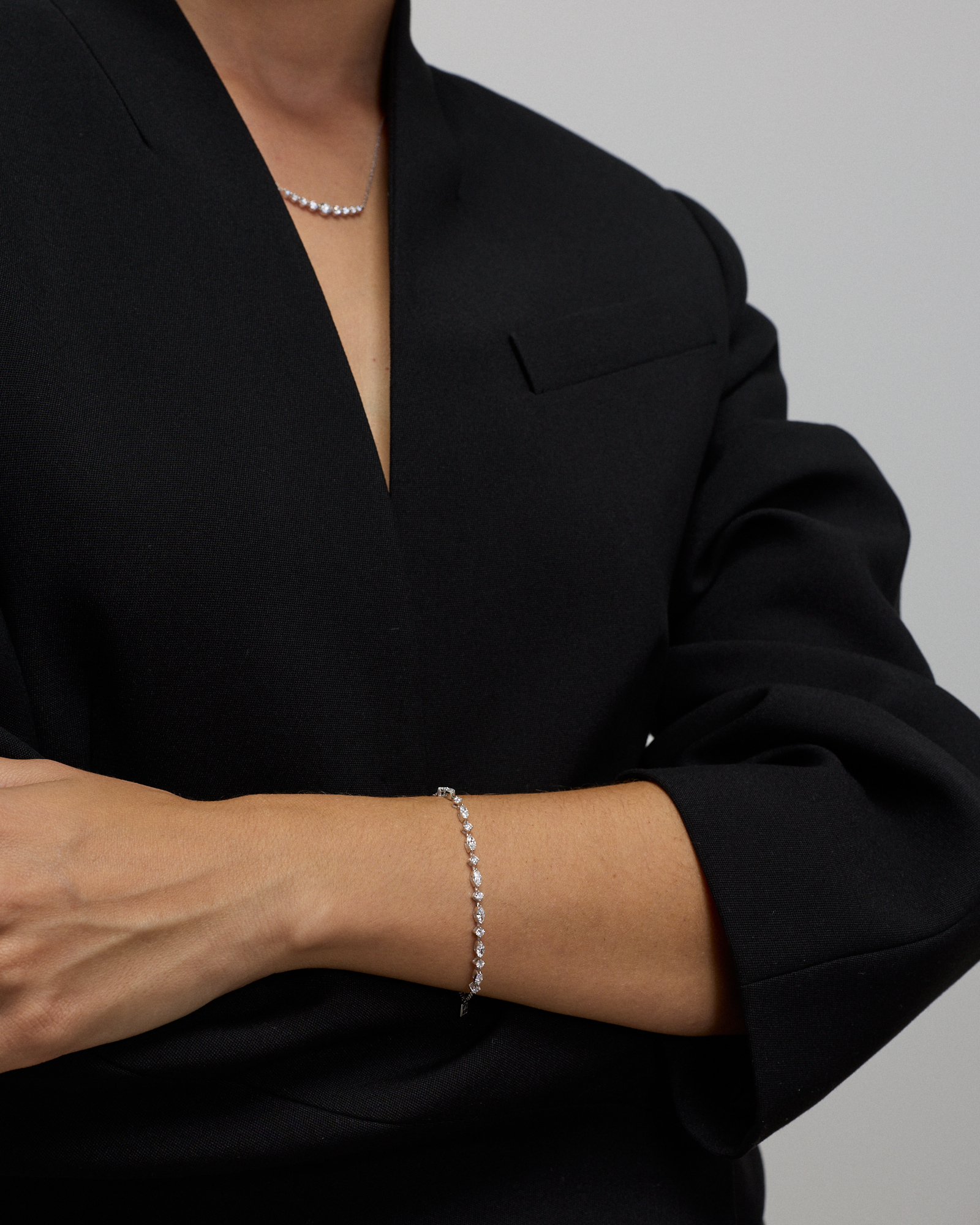 1.10TW Marquise & Round Brilliant Lab Tennis Bracelet Silver