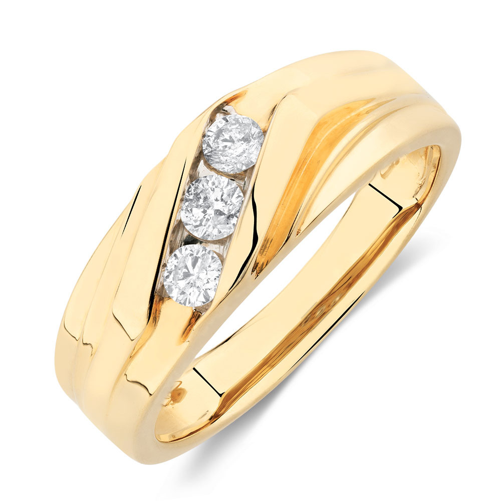 Men s Ring with 1 3 Carat TW of Diamonds in 10kt Yellow Gold Men s Ring with 1 3 Carat TW of Diamonds in 10kt Yellow Gold