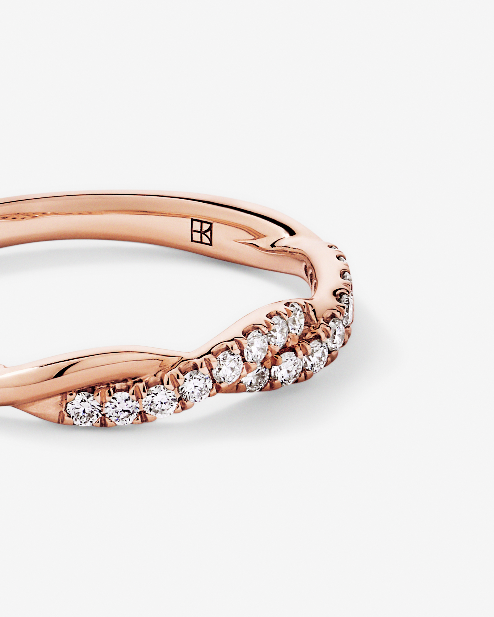 0.16TW Round Brilliant Laboratory-Grown Diamond Twist Wedding Ring 14kt Rose Gold