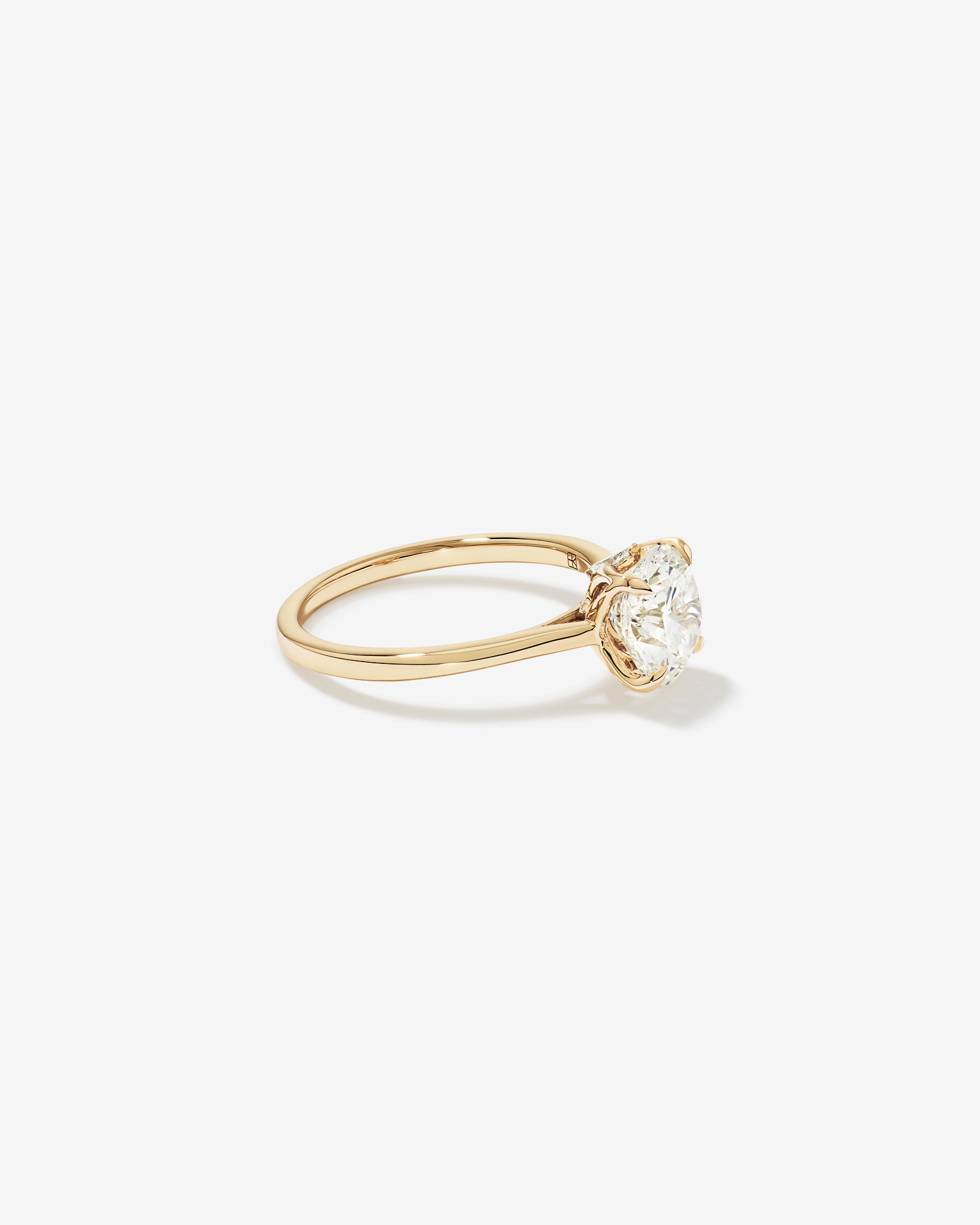 2.09 Carat TW Round Brilliant Laboratory-Grown Diamond Solitaire ring with Tulip inspired Marquise Diamonds 14kt Gold