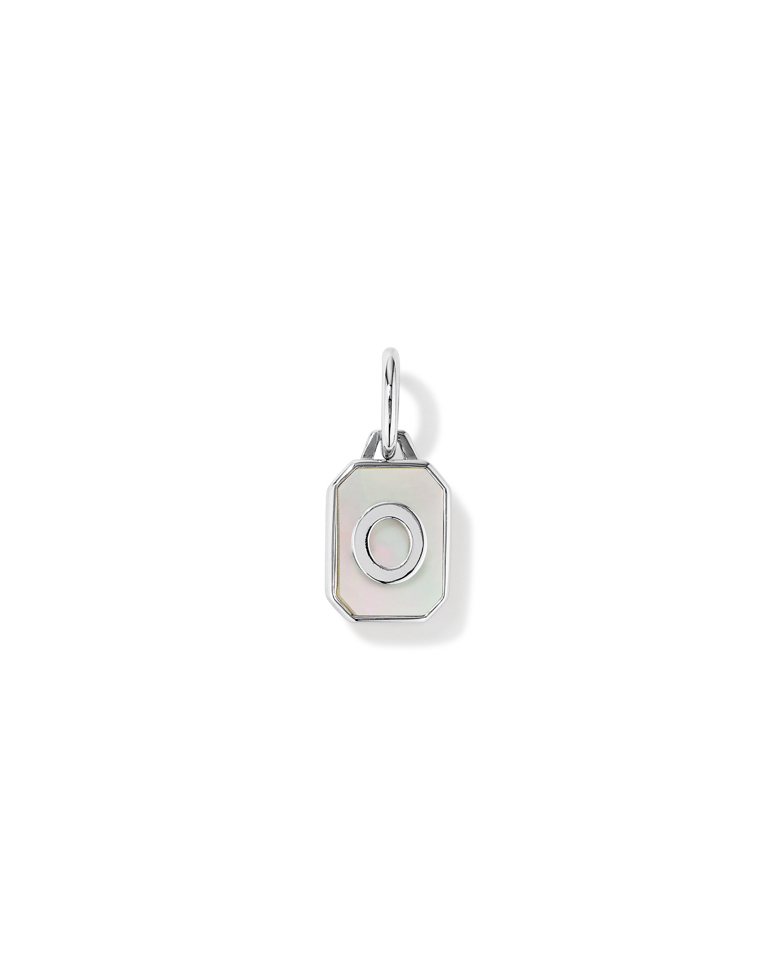 Letter O Mother of Pearl Initial Pendant in Sterling Silver