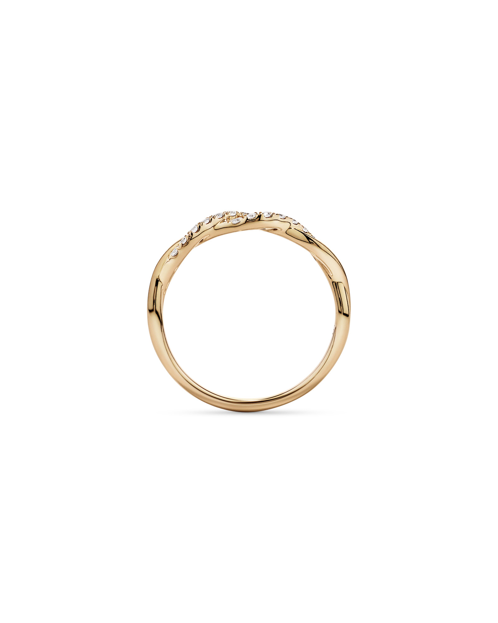 0.16TW Round Brilliant Laboratory-Grown Diamond Twist Wedding Ring 14kt Yellow Gold
