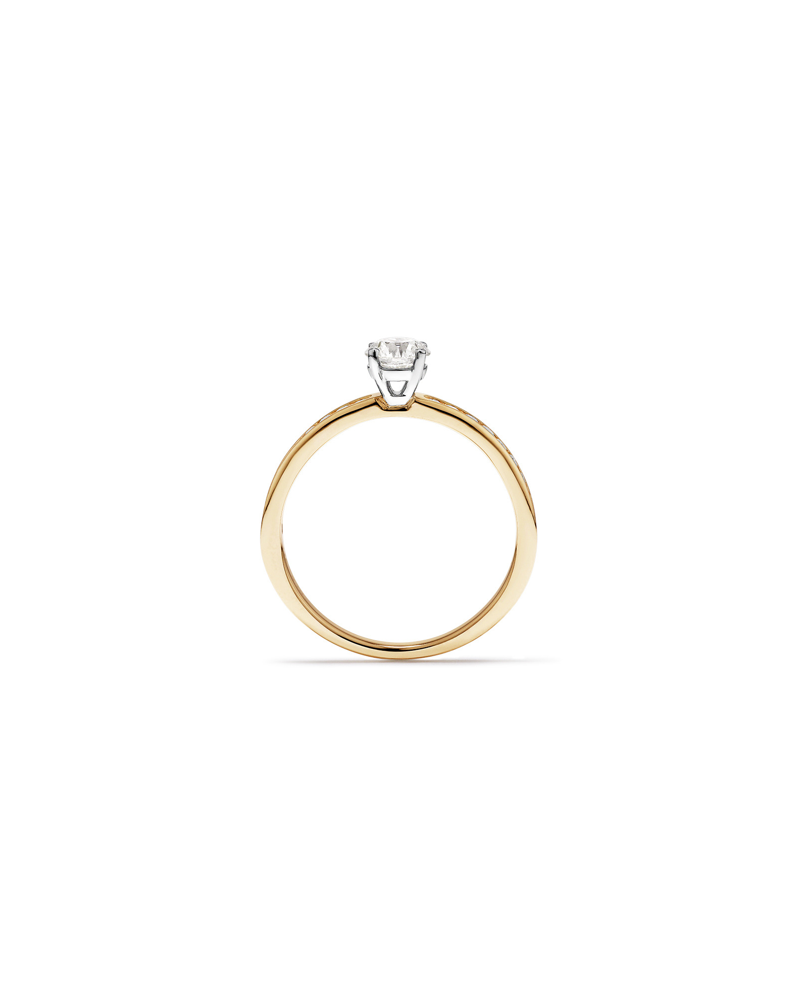Bague avec diamant Signature 101 rond brillant de 0,70 carat TW en or jaune et blanc 14 carats