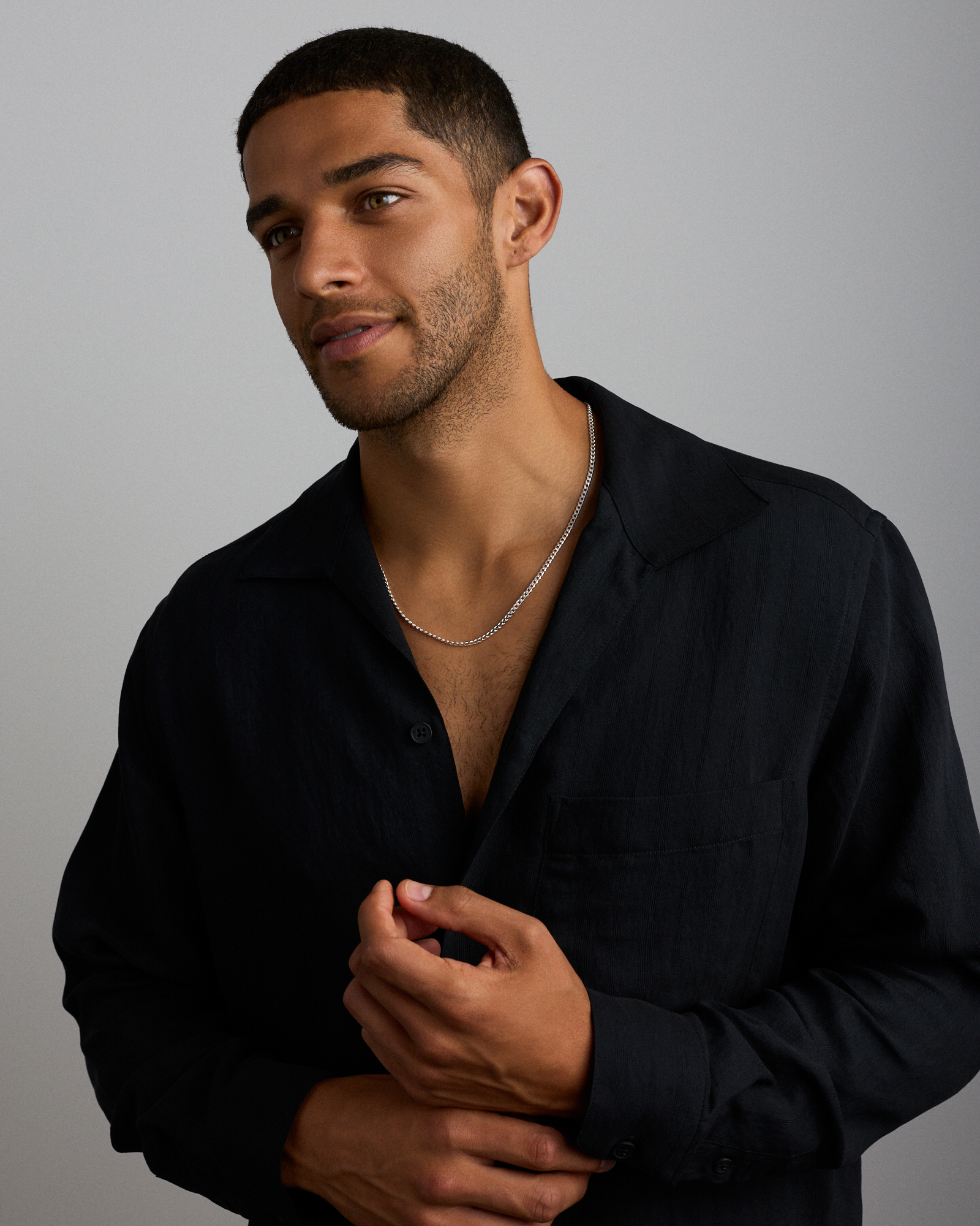 Chaîne gourmette en argent sterling de 60 cm, largeur de 3,4 mm