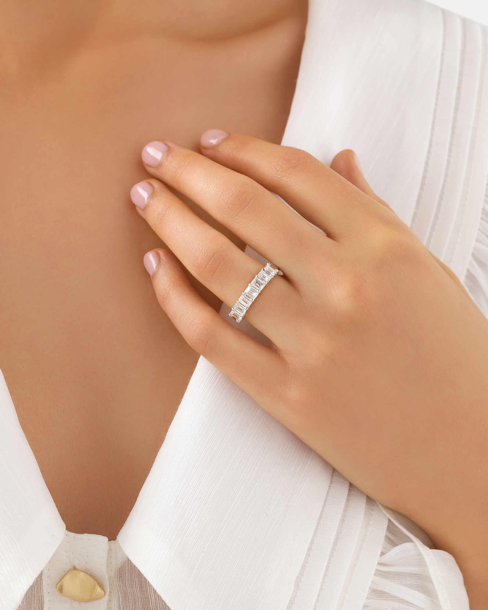 7 Stone Claw Wedding Ring with 1.61 Carat TW of Diamonds in 14kt White Gold