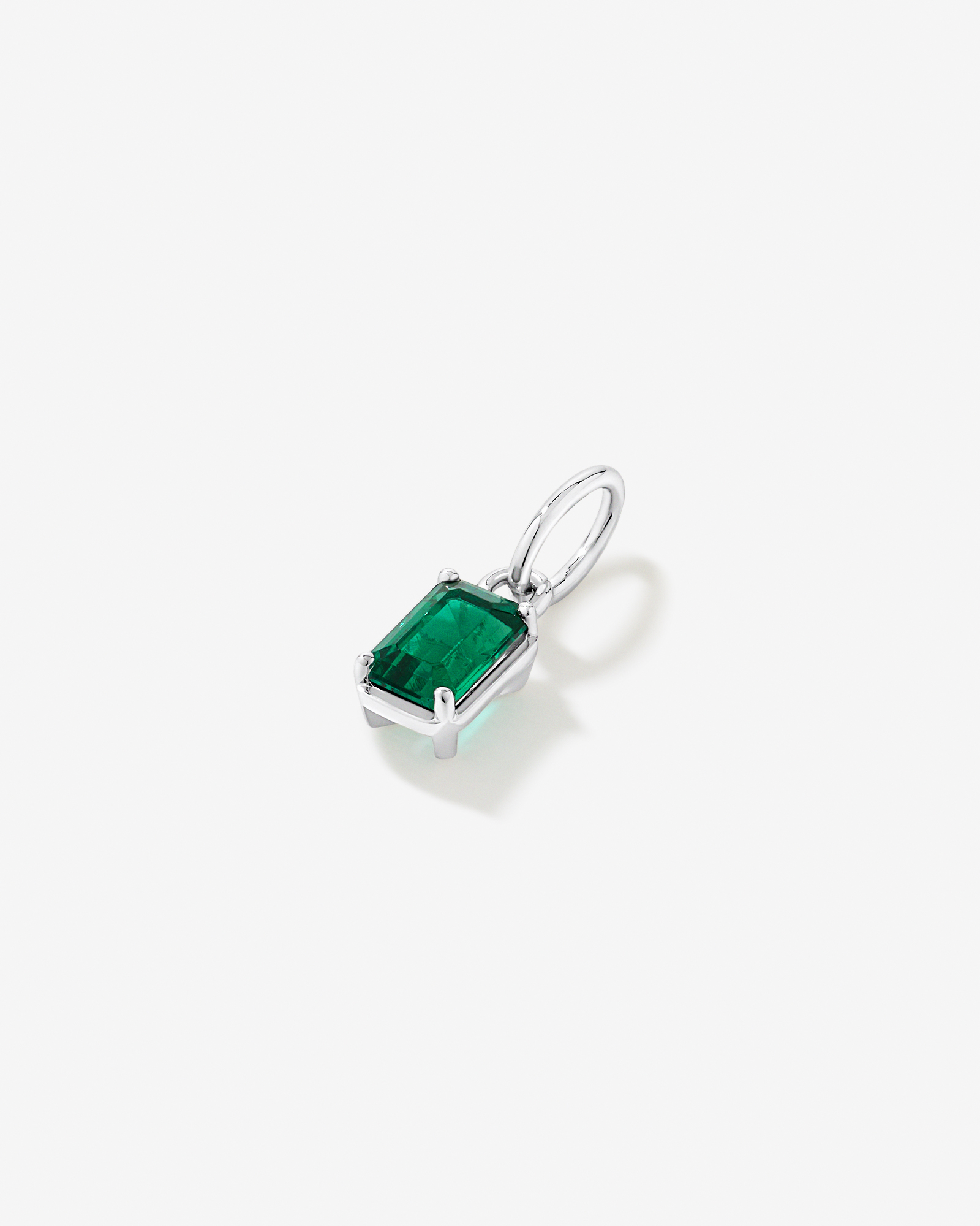 Emerald-Cut Created Emerald Pendant in Sterling Silver