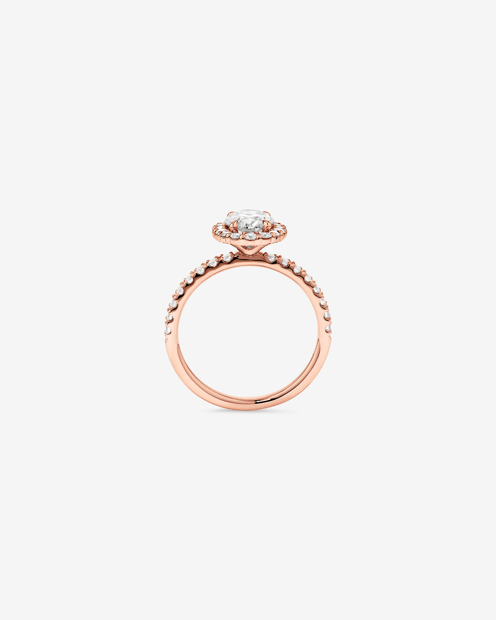 1.78 Carat TW Oval Laboratory-Grown Diamond Halo Engagement Ring in 14kt Rose Gold