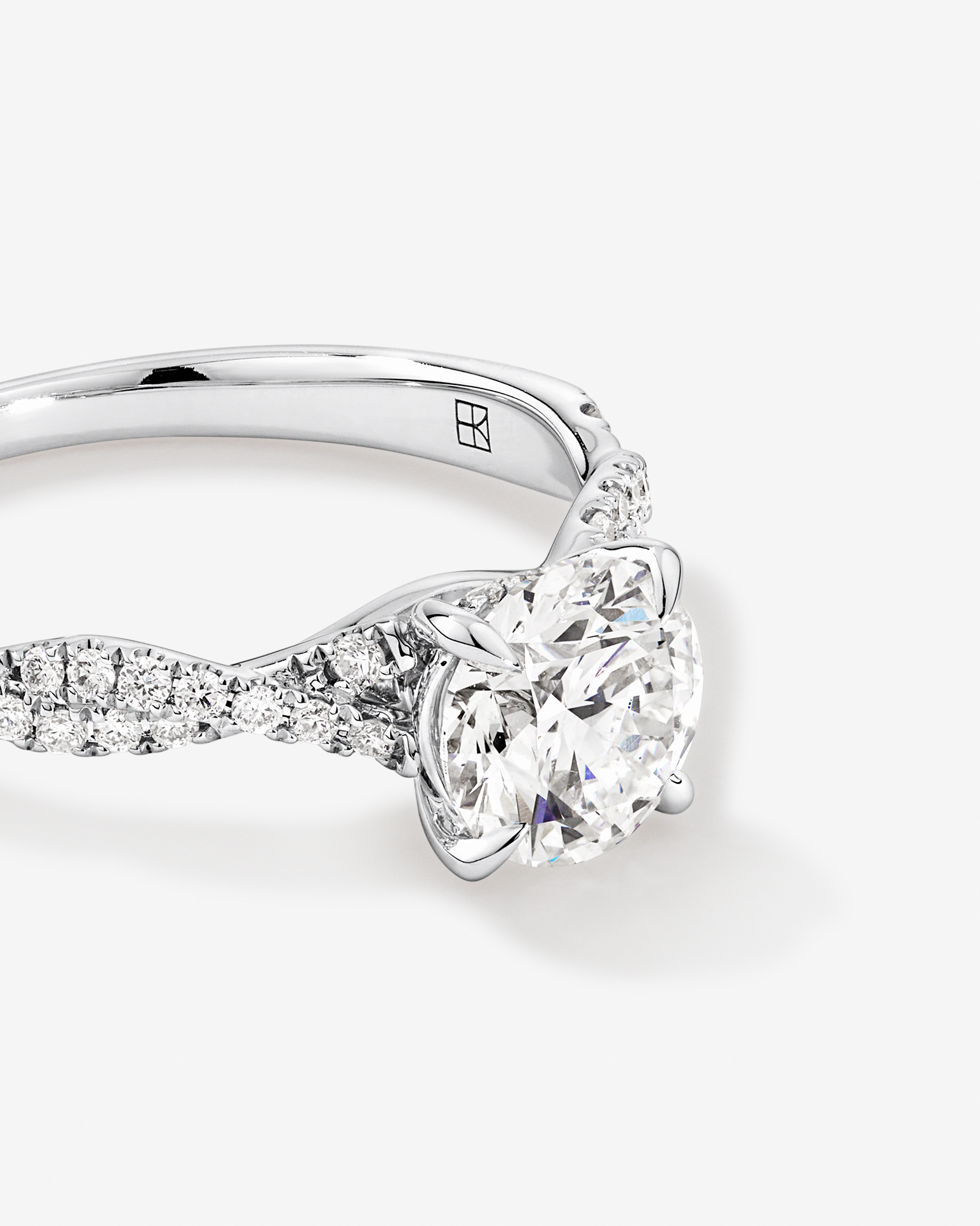 1.40 Carat TW Round Brilliant Laboratory-Grown Diamond Solitaire Twist Engagement Ring in 14kt White Gold