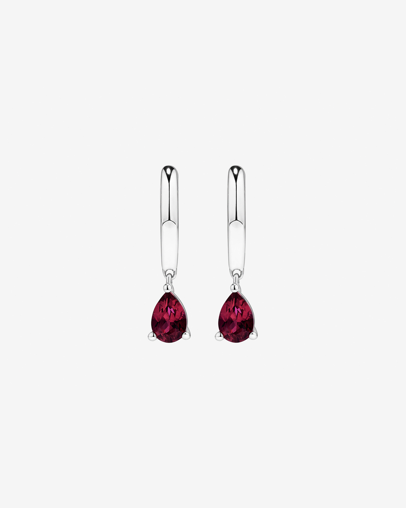Pear Cut Created Ruby Pendant and Drop Earring Set in Sterling Silver