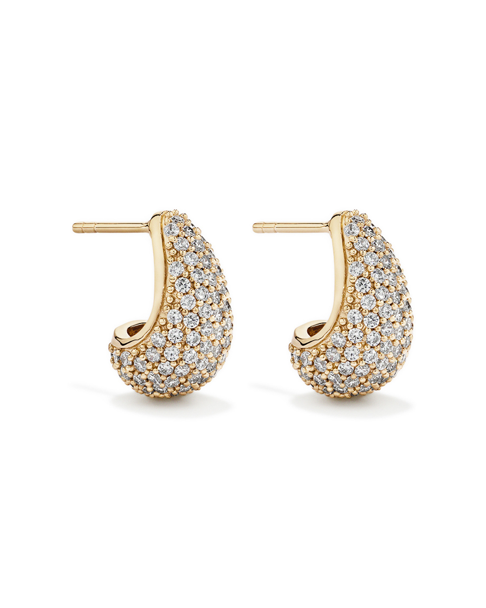 Pavé Tapered Cubic Zirconia Stud Earrings in 18kt Vermeil