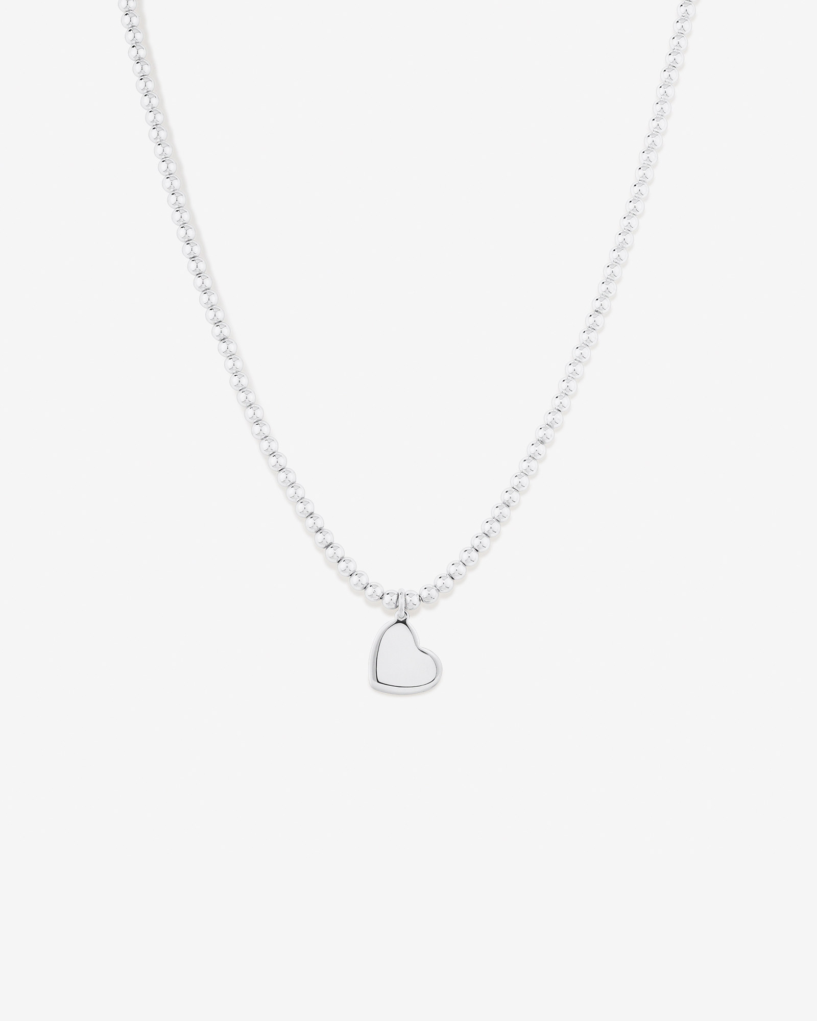Pendentif cœur en argent sterling avec perles, 45 cm