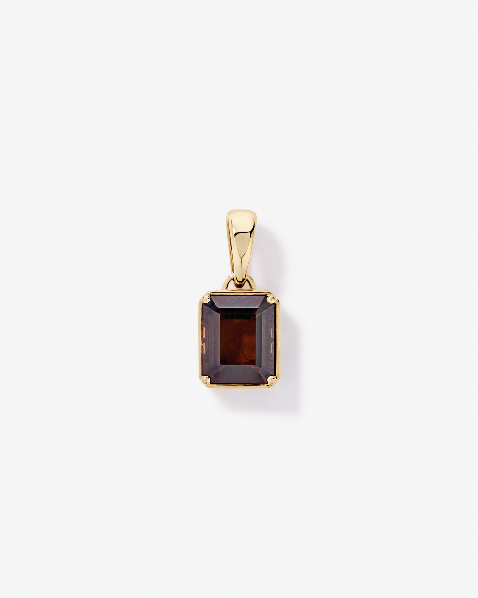 Emerald-Cut Smokey Quartz Pendant in 10kt Yellow Gold