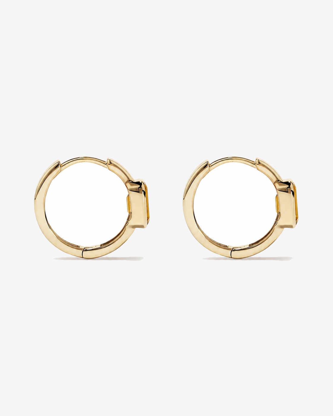 Citrine Bezel Huggie Earrings in 10kt Yellow Gold