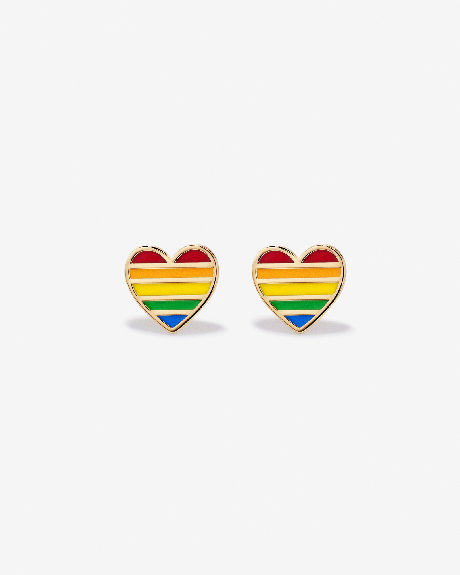 Heart Stud Earrings in 18Kt Vermeil with Enamel