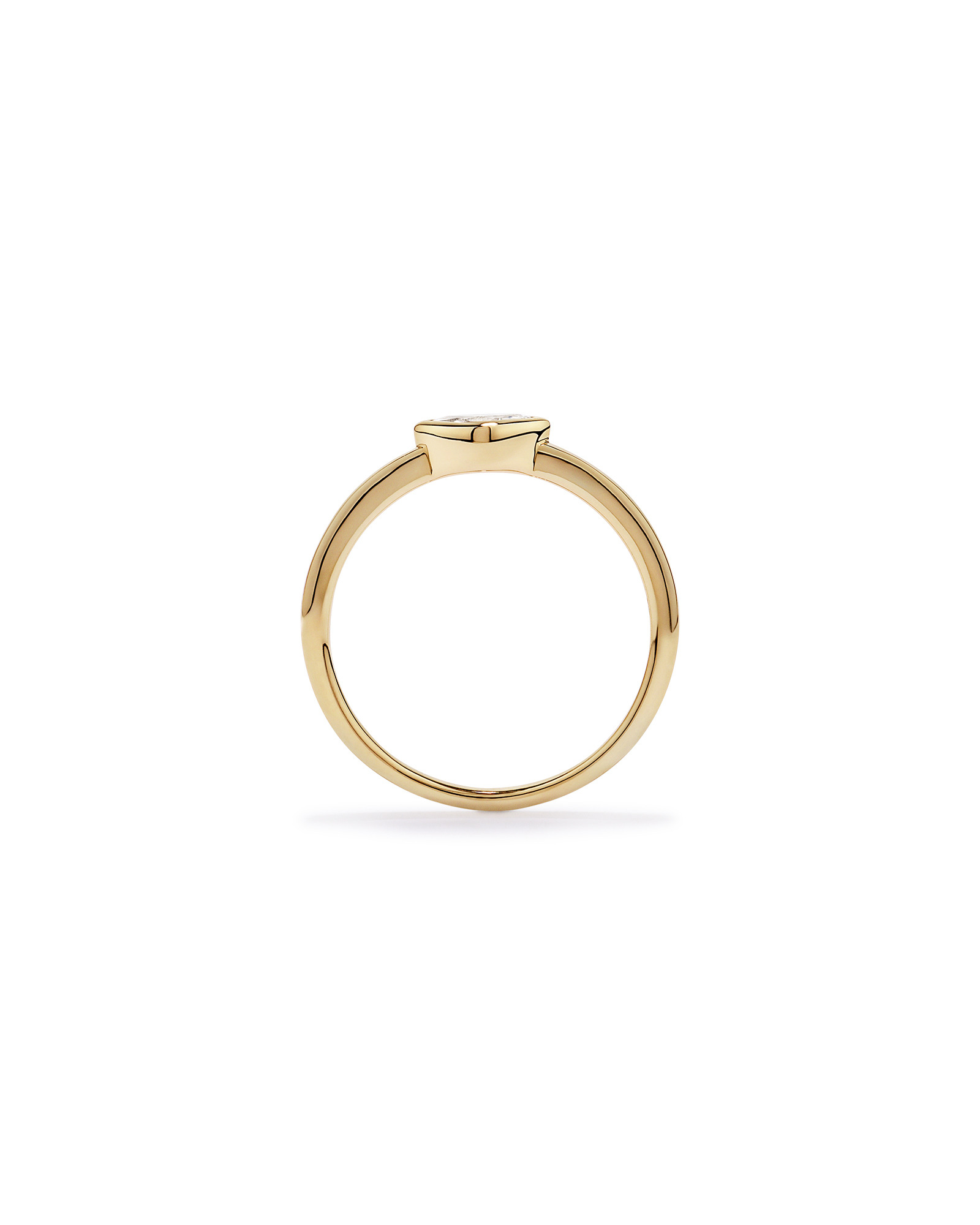 Marquise Cut White Created Sapphire East-to-West Set Bezel Ring 10kt Gold