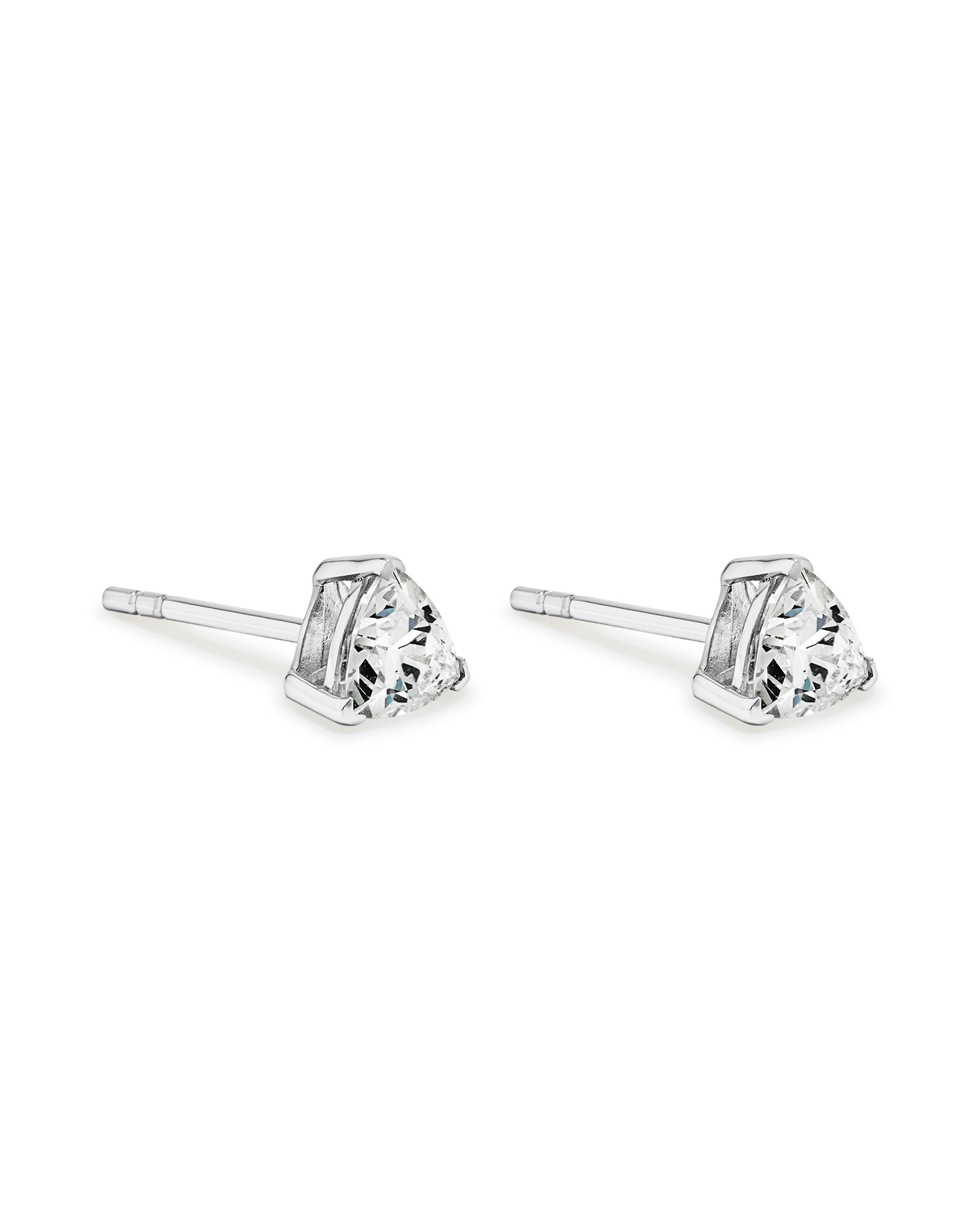 Trillion-Cut Cubic Zirconia Solitaire Stud Earrings in Sterling Silver