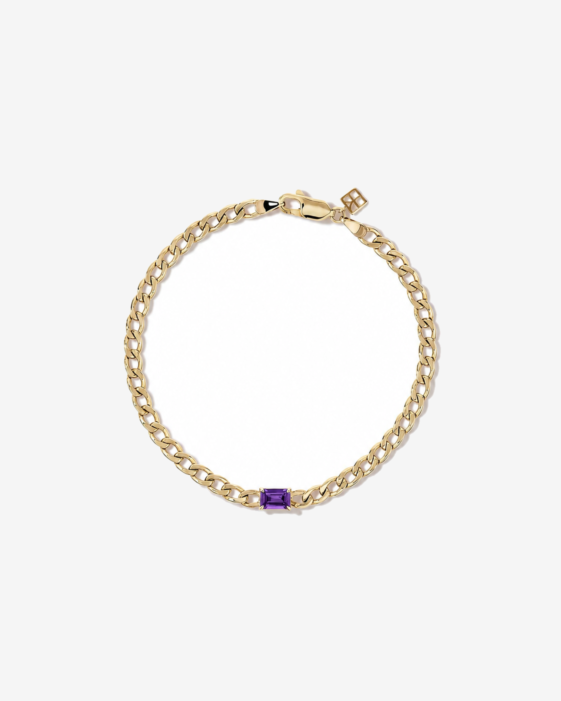 Amethyst Curb Link Bracelet in 10kt Yellow Gold
