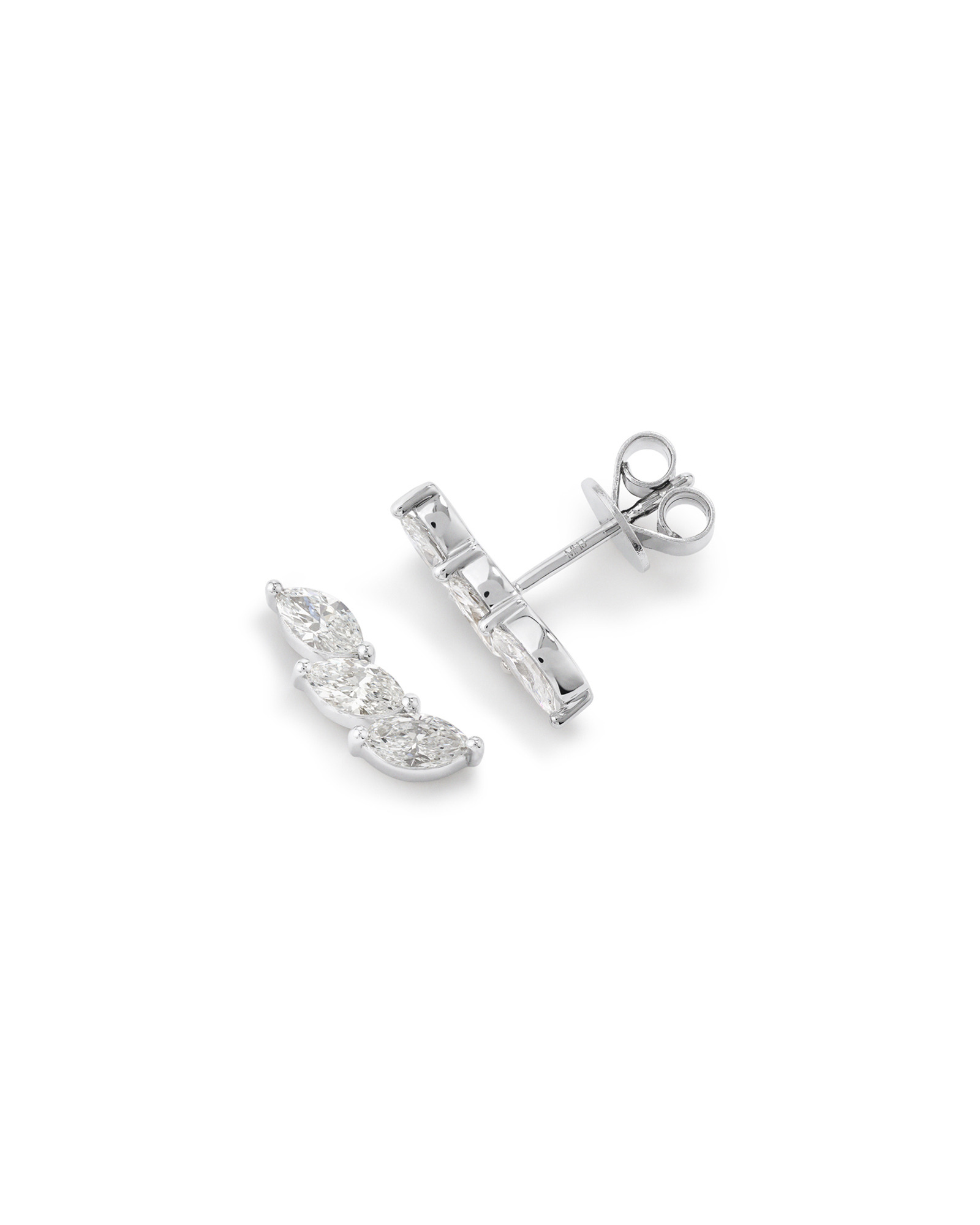0.96 Carat TW Floret Laboratory-Grown Diamond Climber Earrings in 10kt White Gold