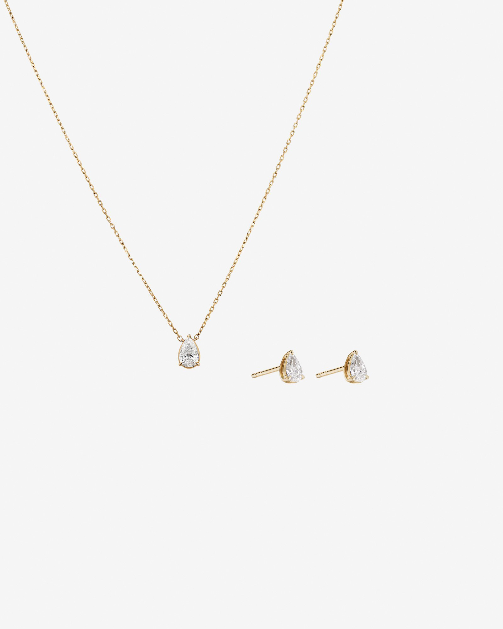 0.64 Carat TW Laboratory-Grown Diamond Pear Pendant and Earrings Box Set in 10kt Yellow Gold