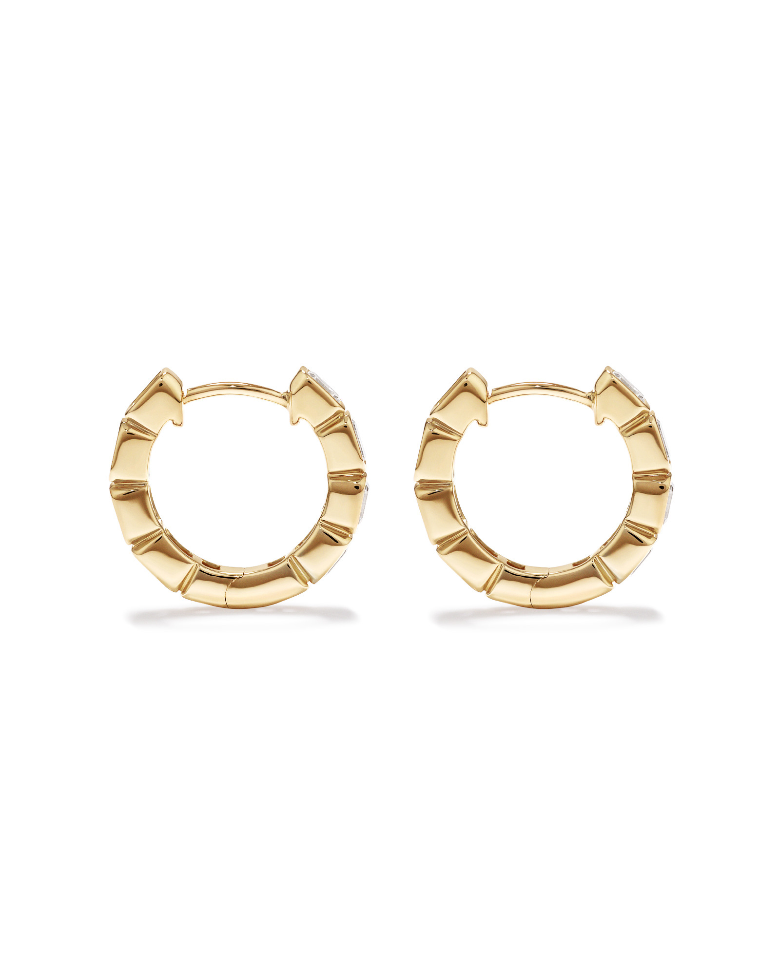 0.40 Carat TW of Laboratory-Grown Emerald Cut Diamond Huggie Earrings in 10kt Yellow Gold