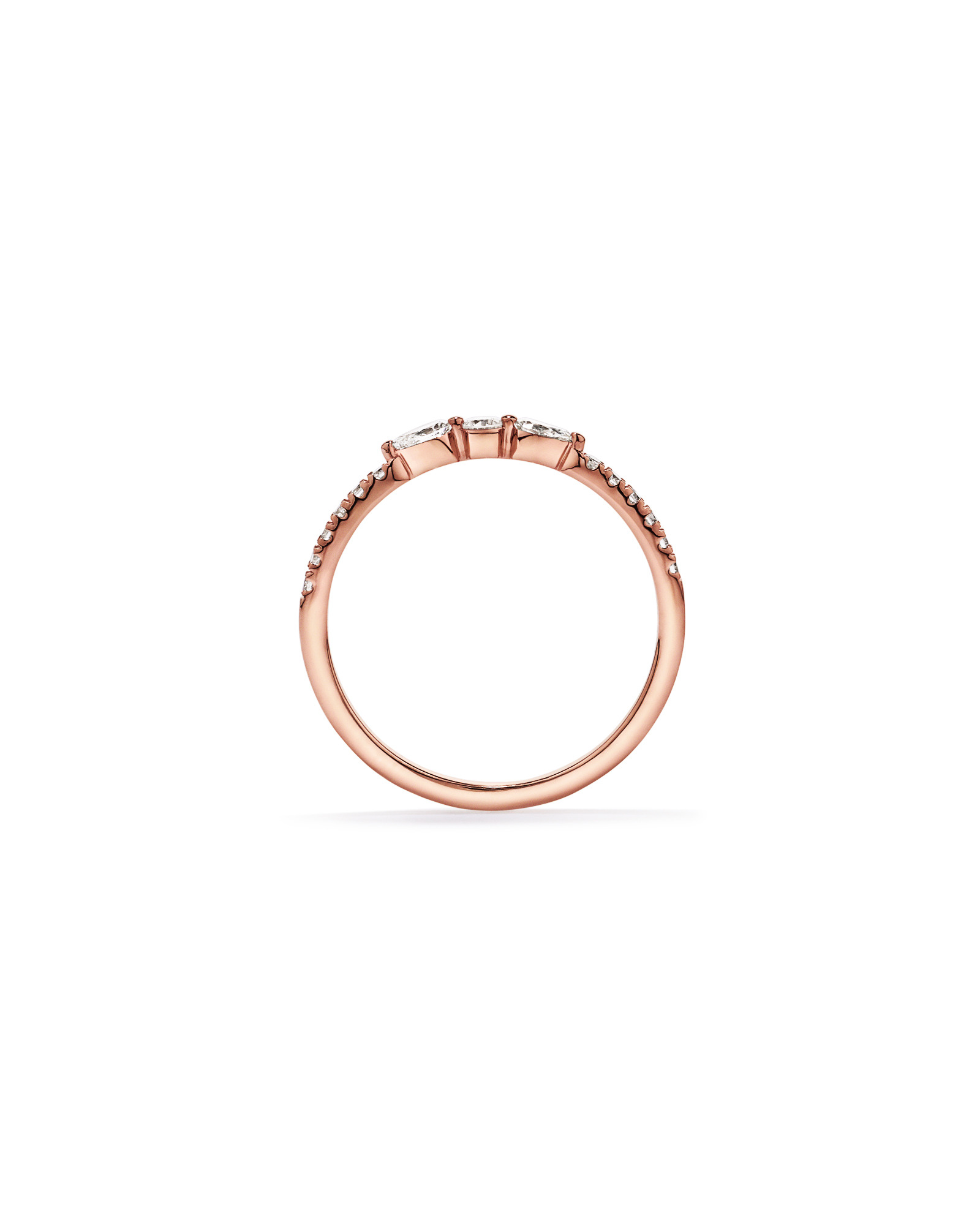 0.23TW Pear and Round Brilliant Diamond Wedding Ring 14kt Rose Gold