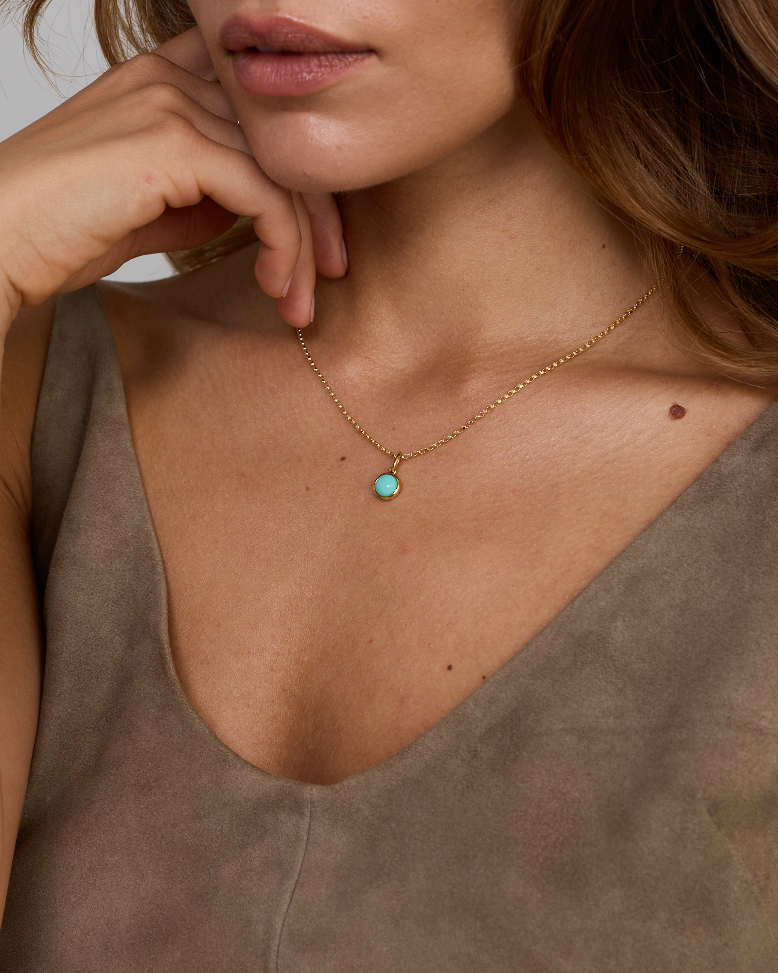 Turquoise Round Pendant in 18kt Vermeil