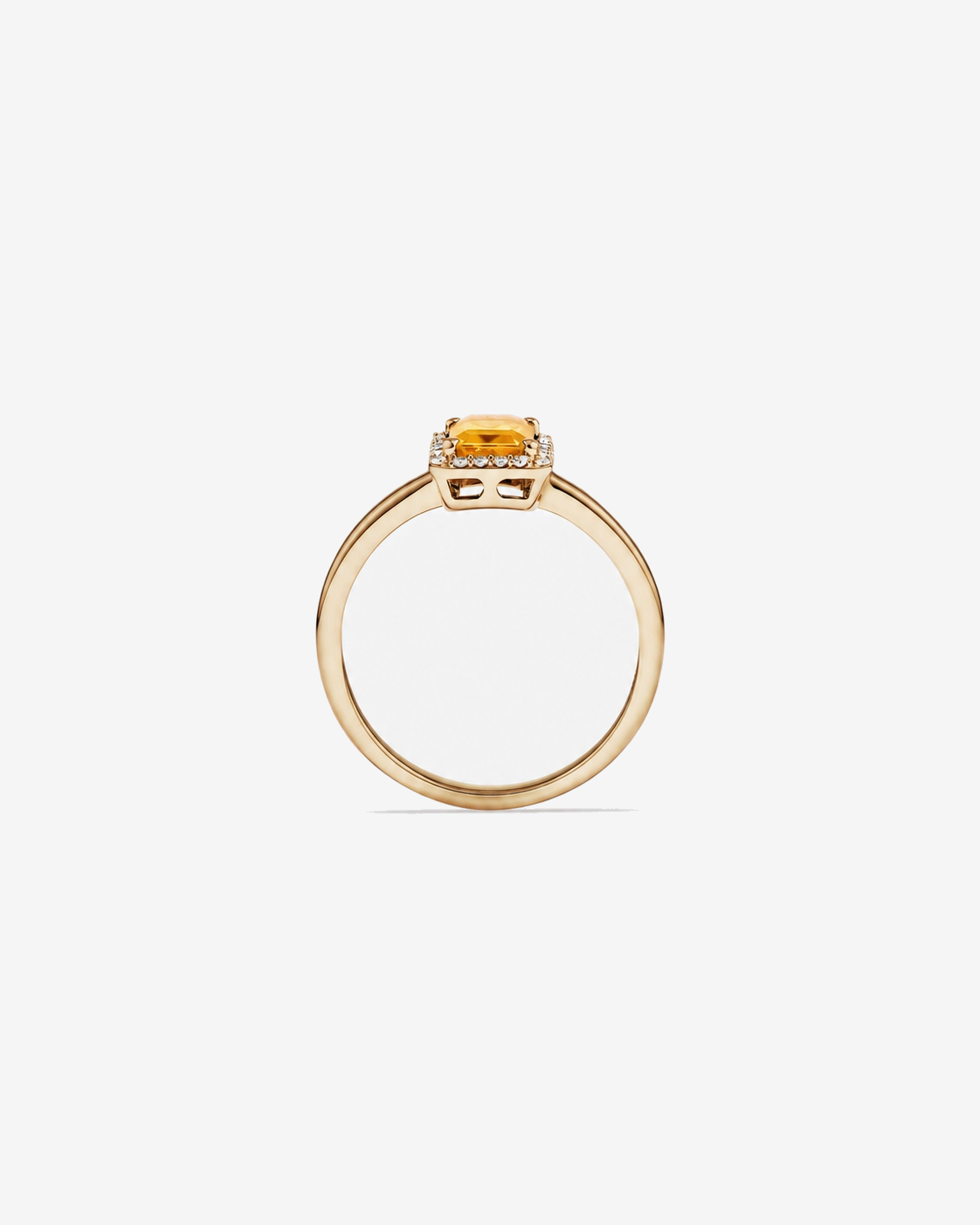 Emerald Cut Citrine and Diamond Halo Ring 10kt Yellow Gold