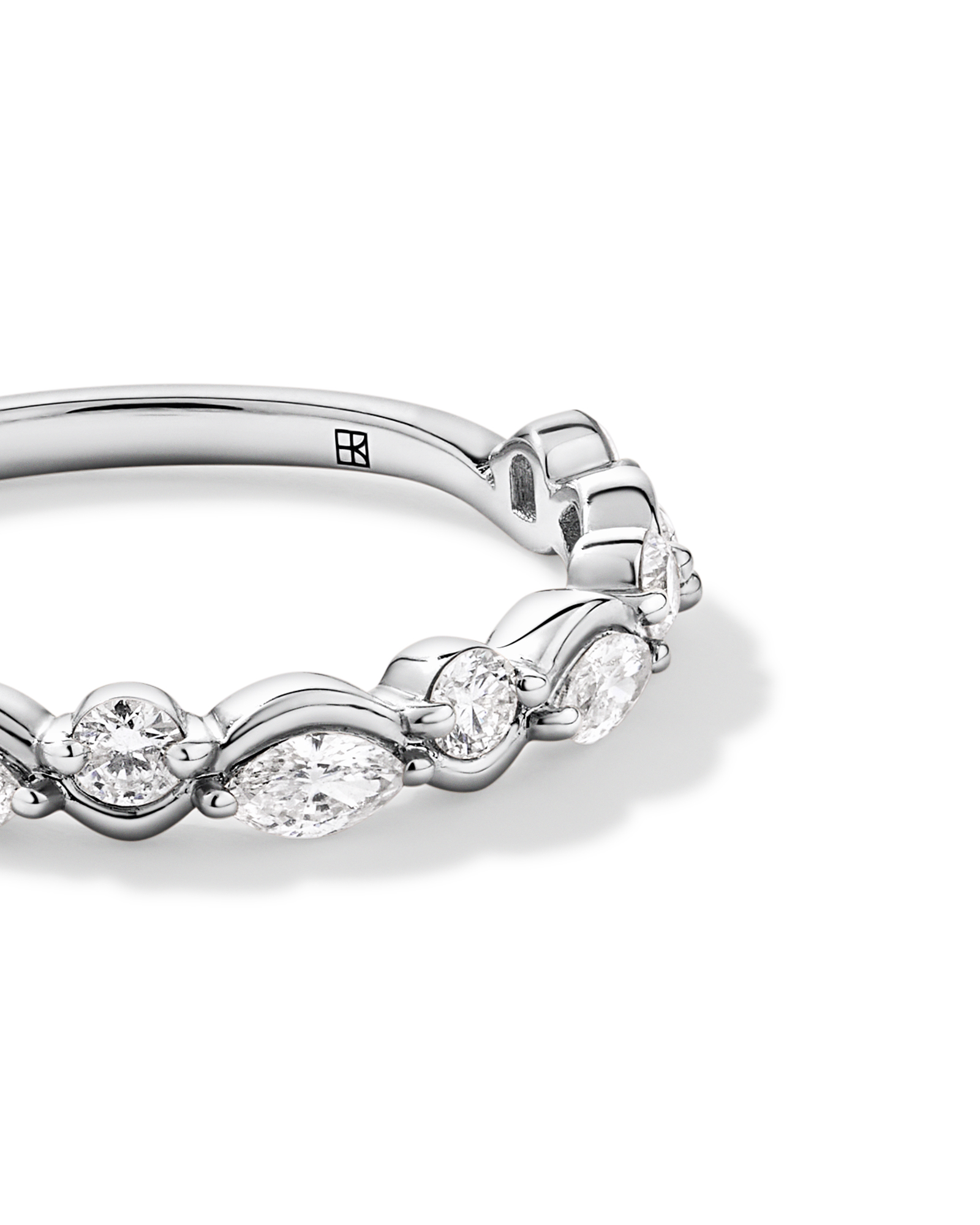 0.43TW Marquise and Round Brilliant Diamond Twist Wedding Ring 14kt Gold
