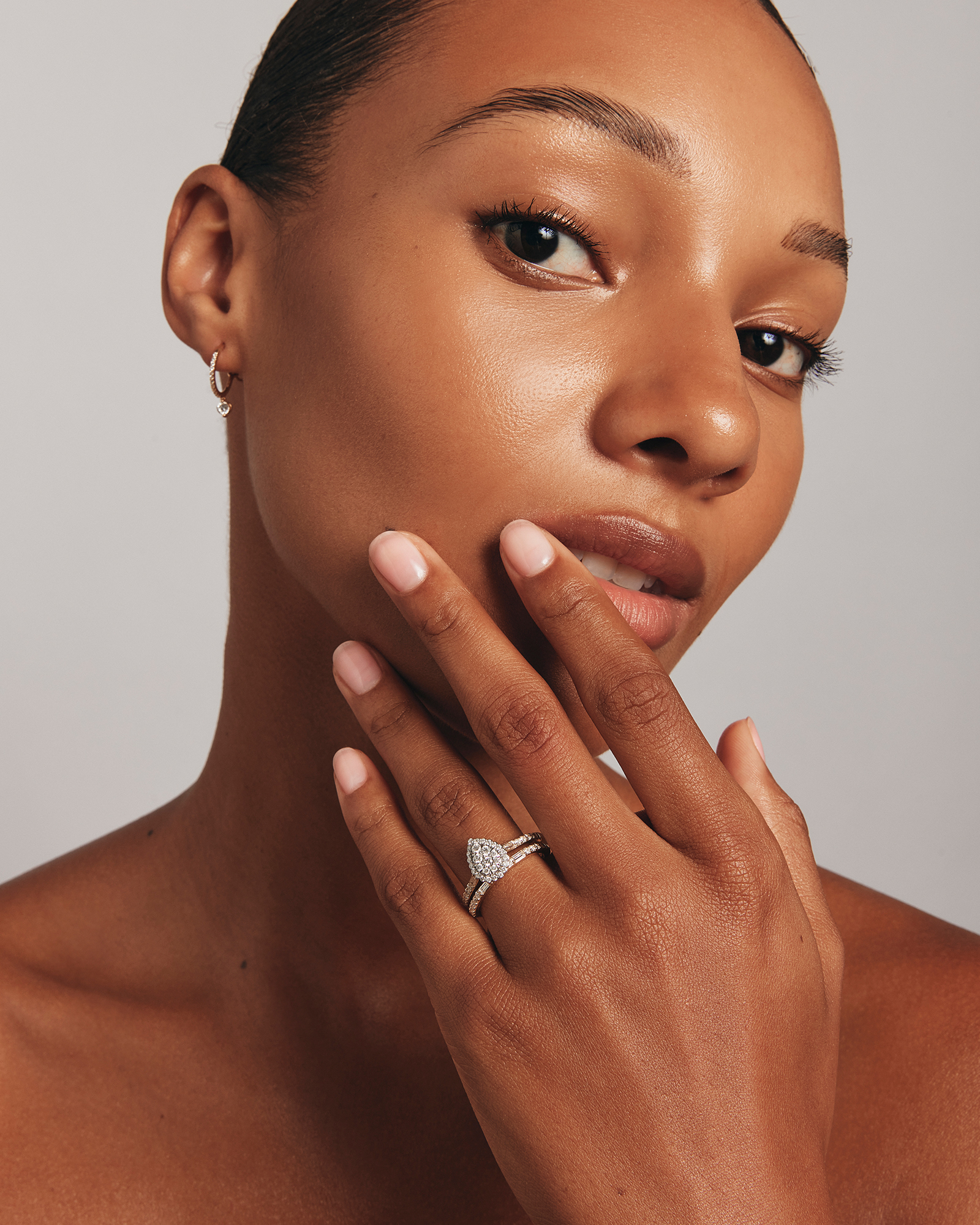 0.75 Carat TW Pear Shaped Cluster Engagement Ring and Wedding Ring Bridal Set in 14kt Yellow & White Gold