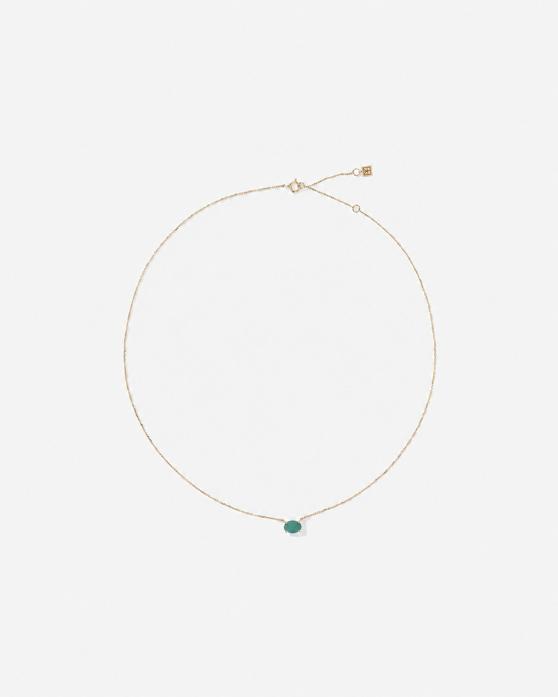 Oval East-West Emerald Necklace in 10kt Yellow Gold