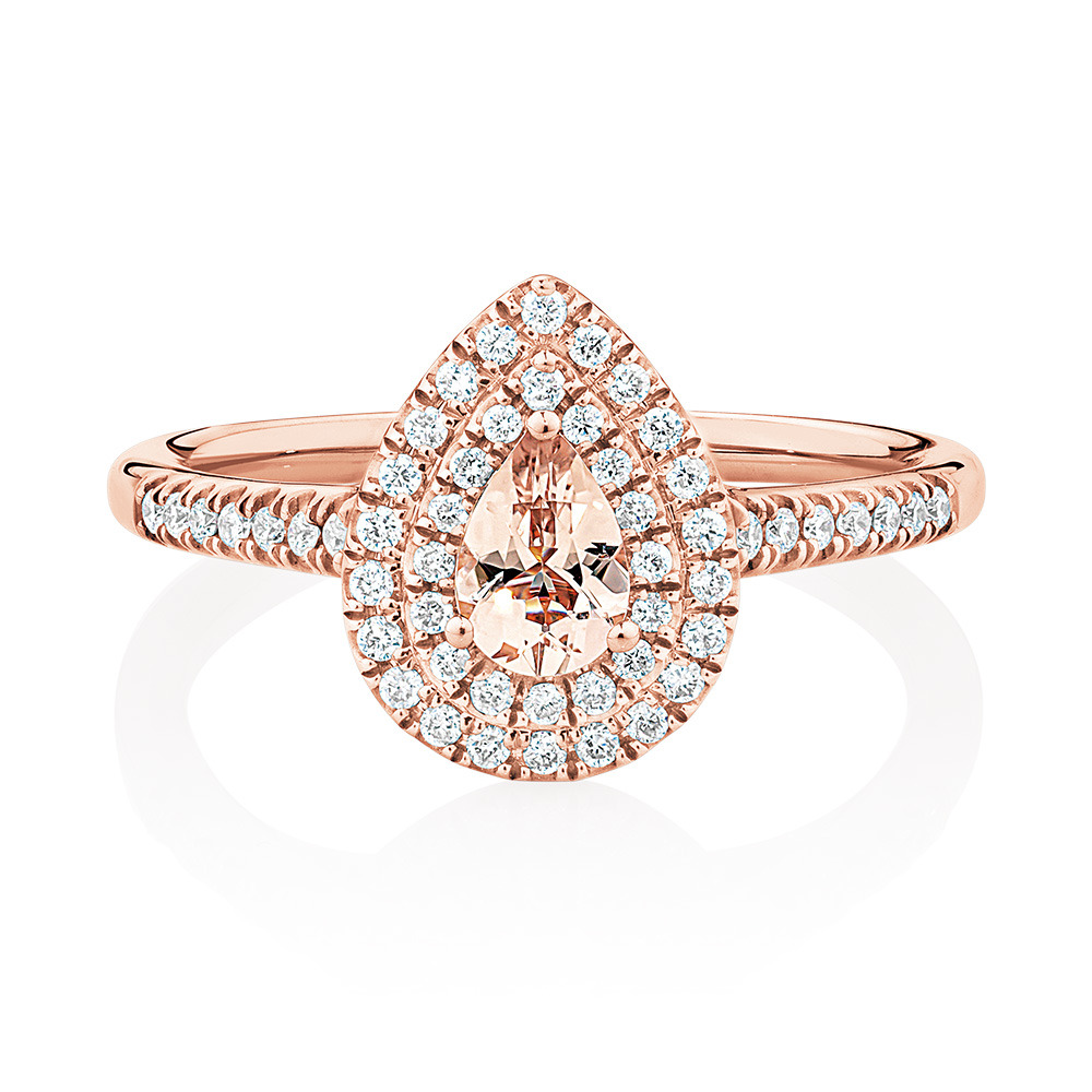 Bague Sir Michael Hill Designer Fashion en or rose 10 K avec morganite et diamants totalisant 0,25 ct