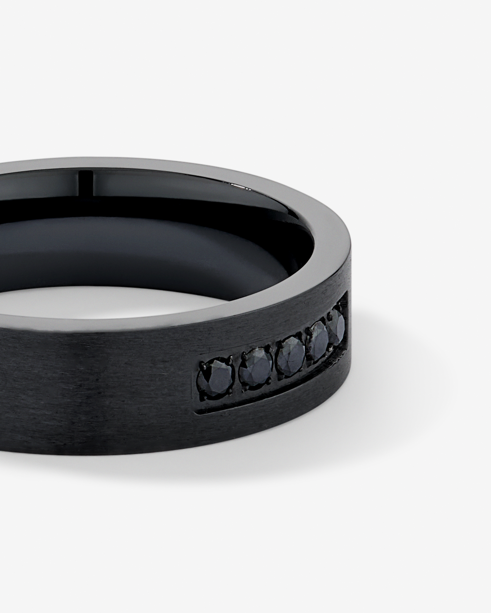 6mm Black Diamond Wedding Band in Black Titanium