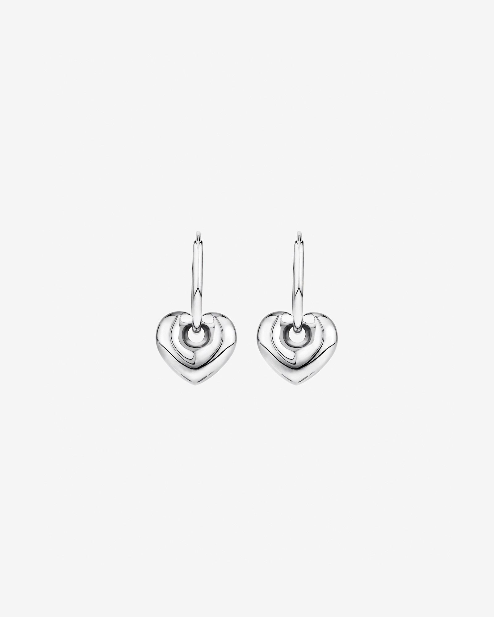 Heart Charm Sleeper Earrings in Sterling Silver