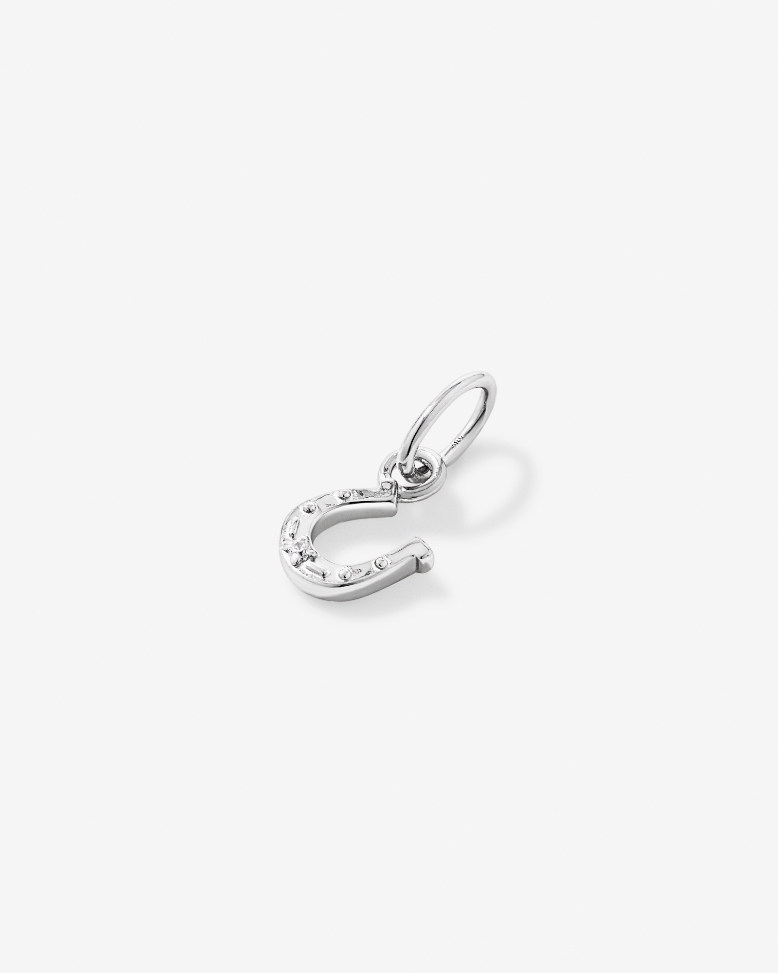 Horseshoe Micro Pendant with Cubic Zirconia in Sterling Silver