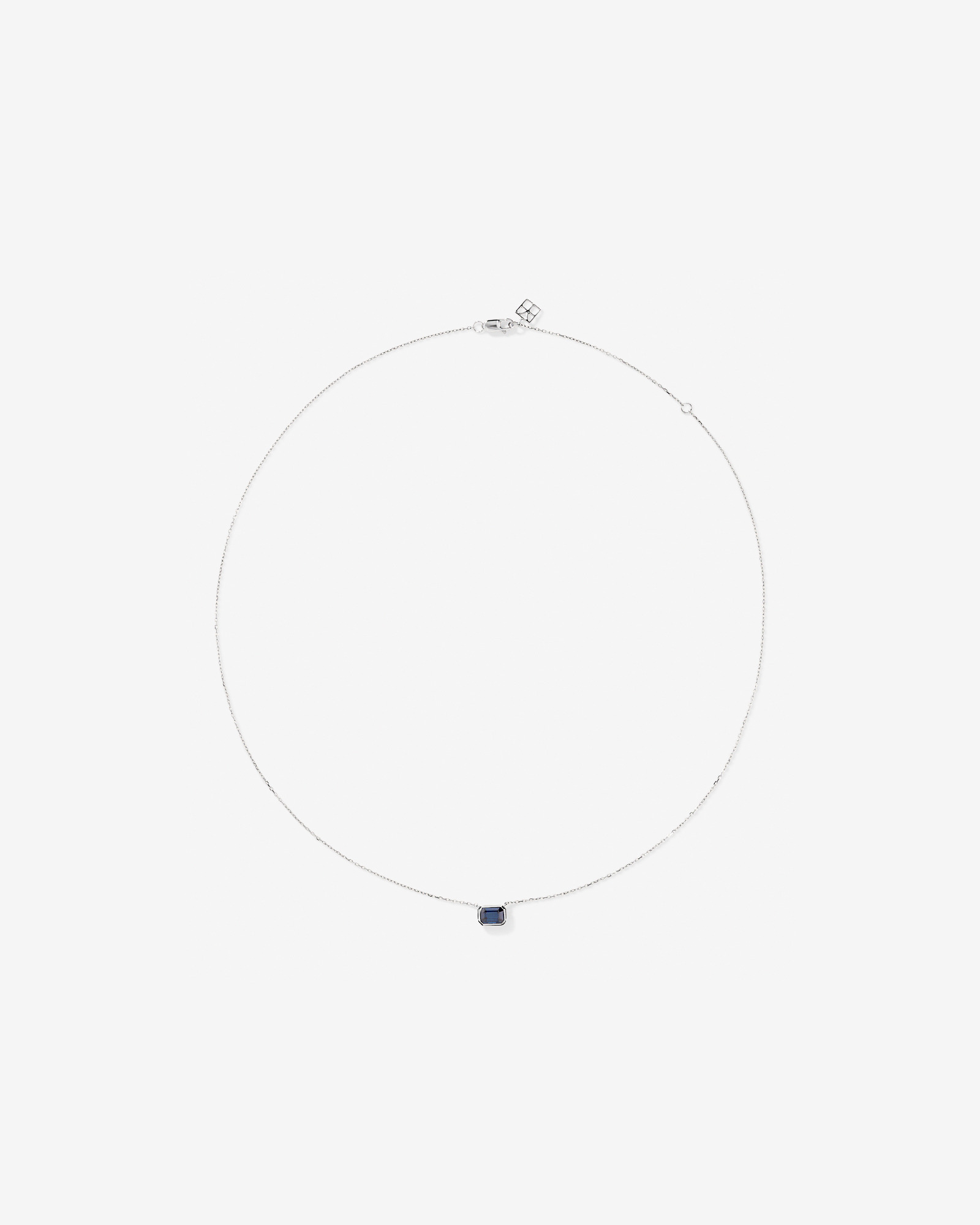 Australian Sapphire Emerald Cut Bezel Set Necklace in 10kt Gold