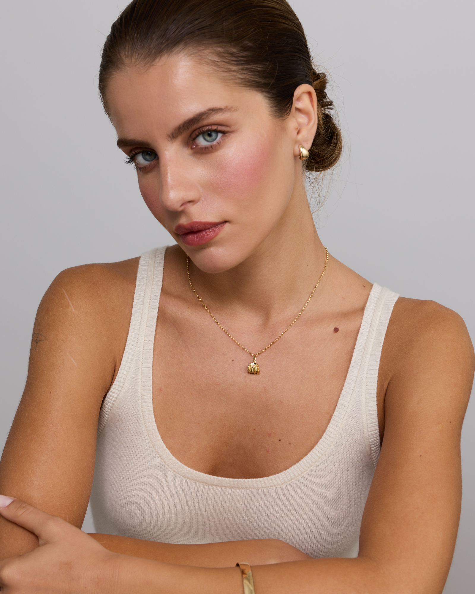 Cowboy Hat Pendant in 18KT Yellow Gold Vermeil with Cubic Zirconia