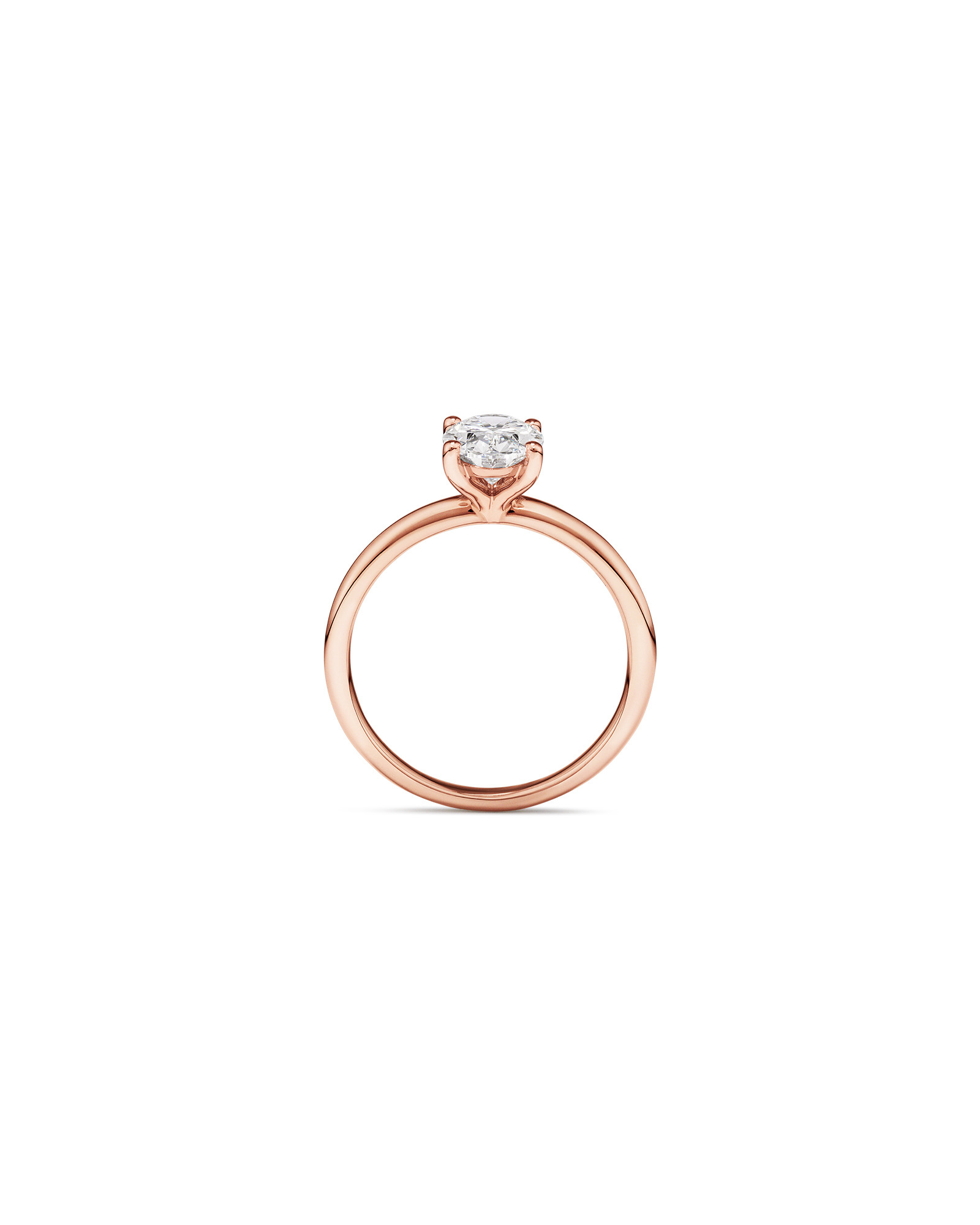 Bague de fiançailles solitaire ovale en diamant cultivé en laboratoire TW de 1,25 carat en or rose 14 carats