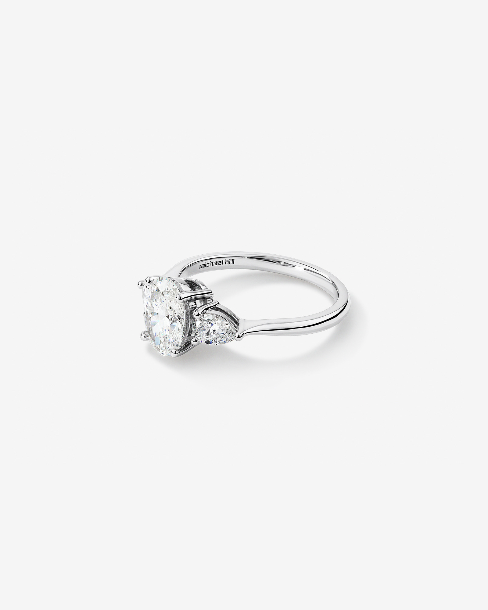 1.65 Carat TW Three Stone Oval and Pear Shaped Laboratory-Grown Diamond Engagement Ring 14kt White Gold