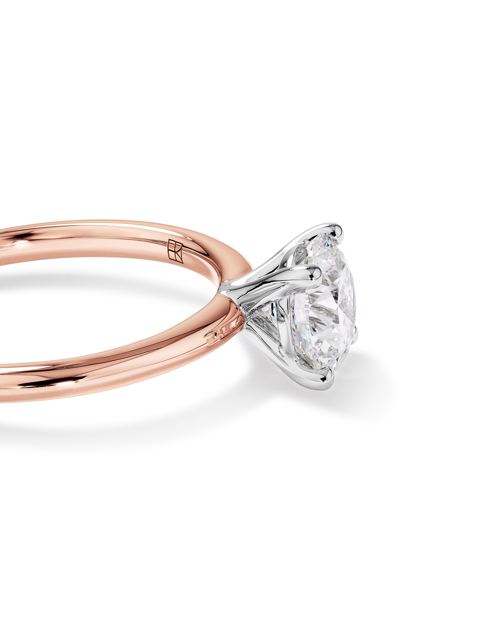 Carat TW Round Brilliant Laboratory-Grown Diamond Solitaire Engagement Ring 14kt Rose and White Gold