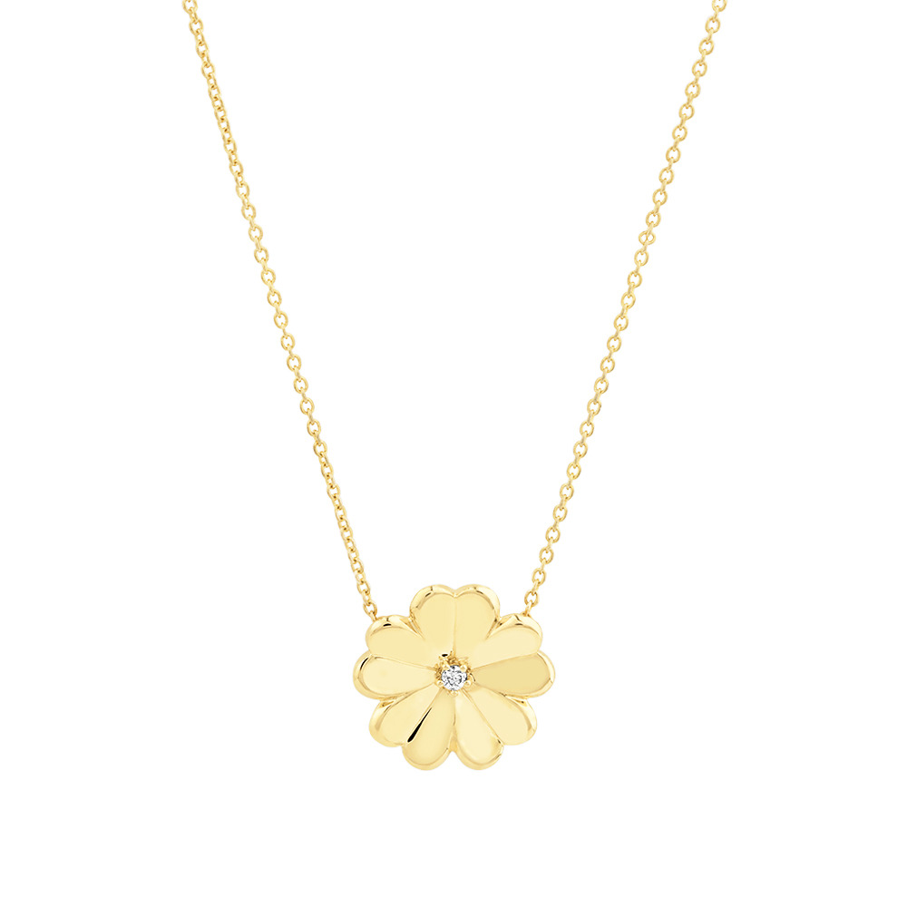 Flower Necklace with Diamonds in 10kt 