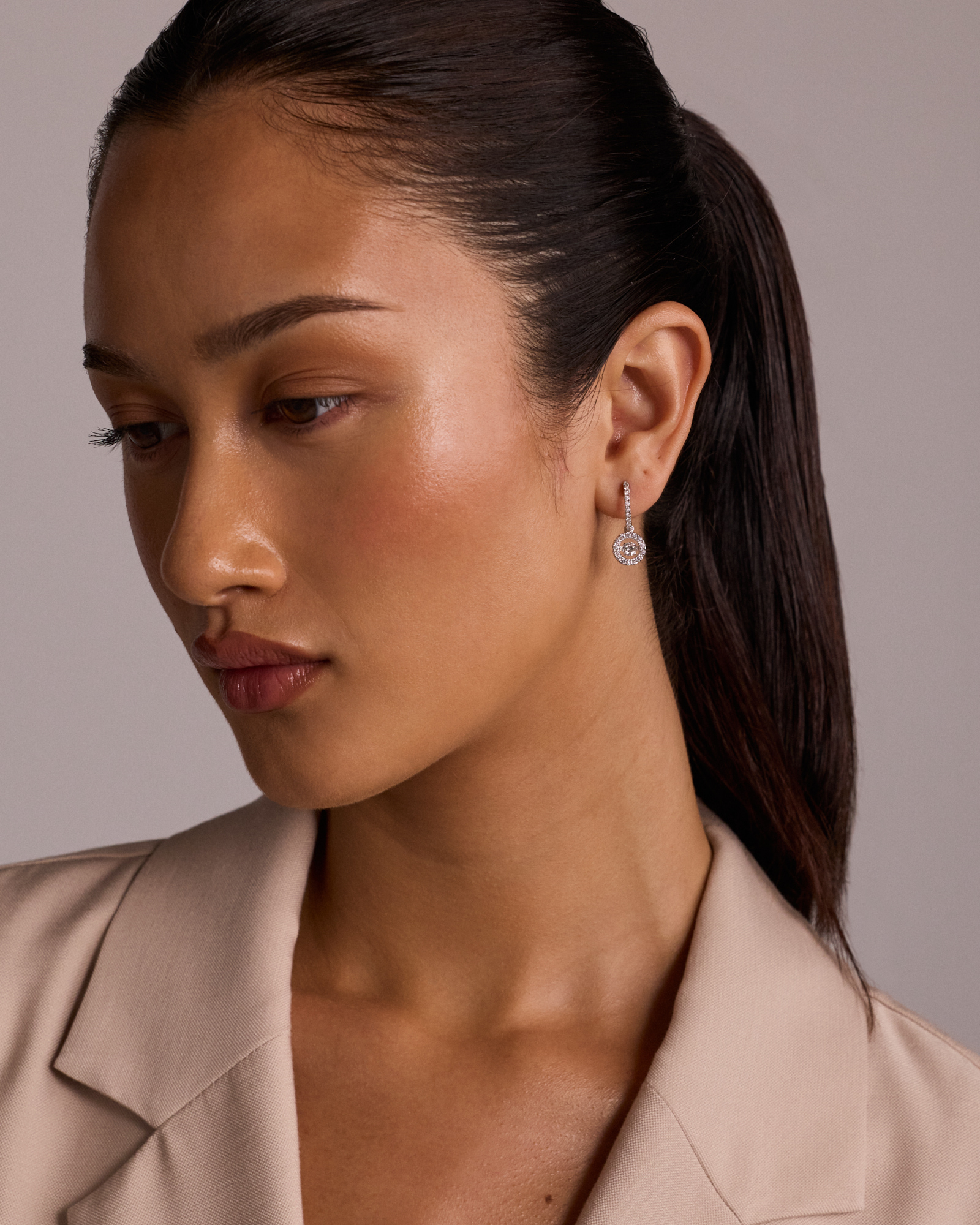 Lume Lab Round Brilliant Huggie Earrings with 0.30 Carat TW of Laboratory-Grown Diamonds in Sterling Silver