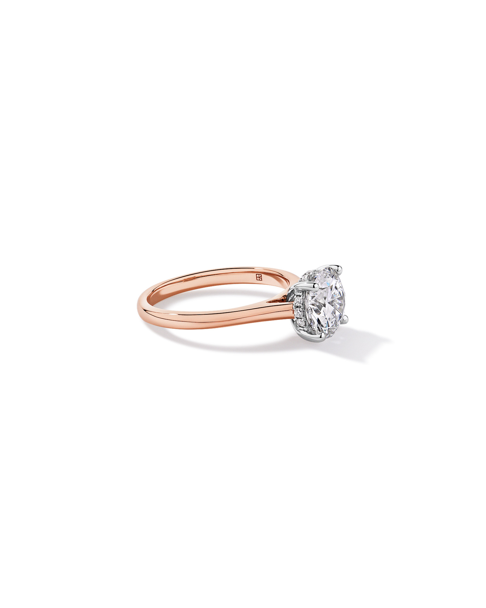 Bague solitaire en or rose et blanc 14 carats, sertie d'un diamant rond brillant de 2,32 carats, cultivé en laboratoire