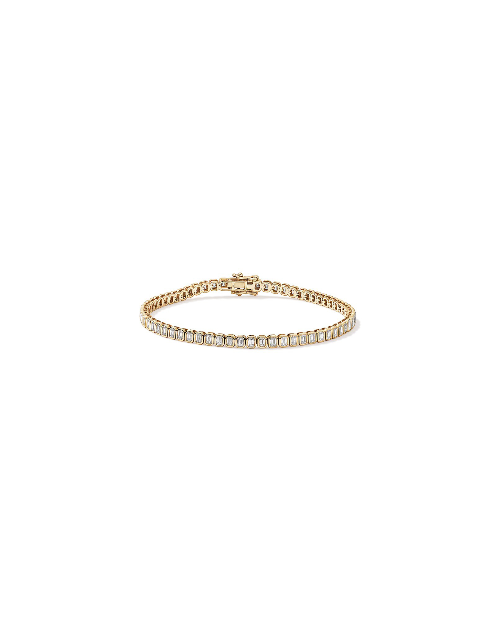 Bracelet de tennis en diamants émeraude cultivés en laboratoire de 2,95 carats en or jaune 10 carats
