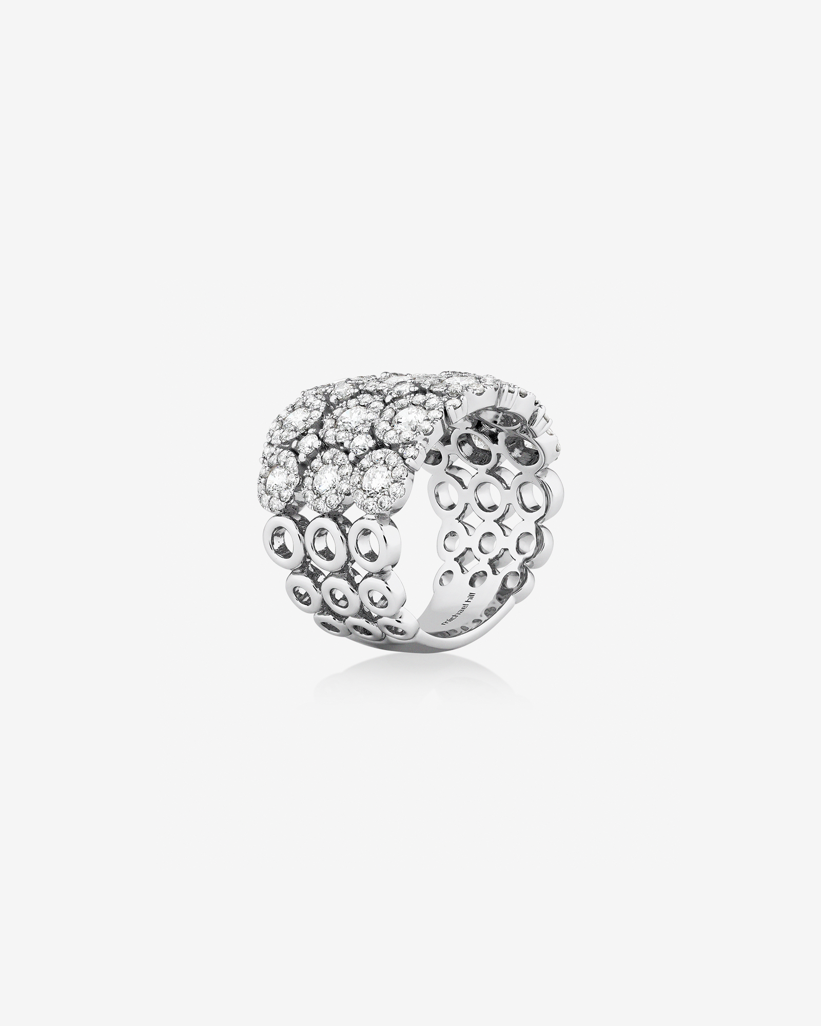 Bague à bulles à 3 rangs en or blanc 14 K avec diamants totalisant 3 ct