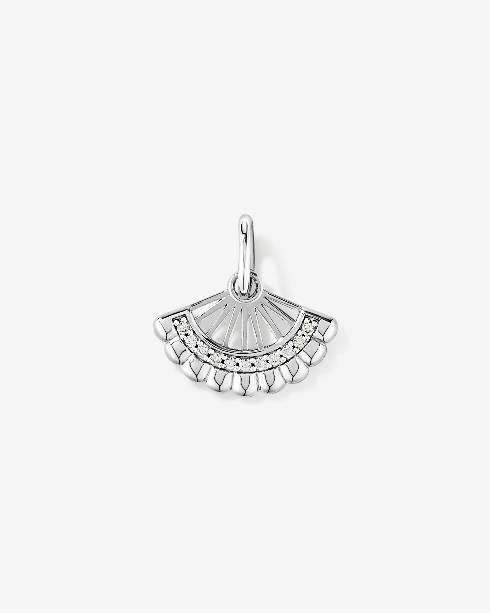 Fan Pendant with Cubic Zirconia in Sterling Silver