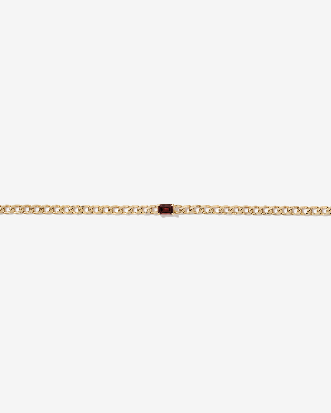 Garnet Curb Link Bracelet in 10kt Yellow Gold