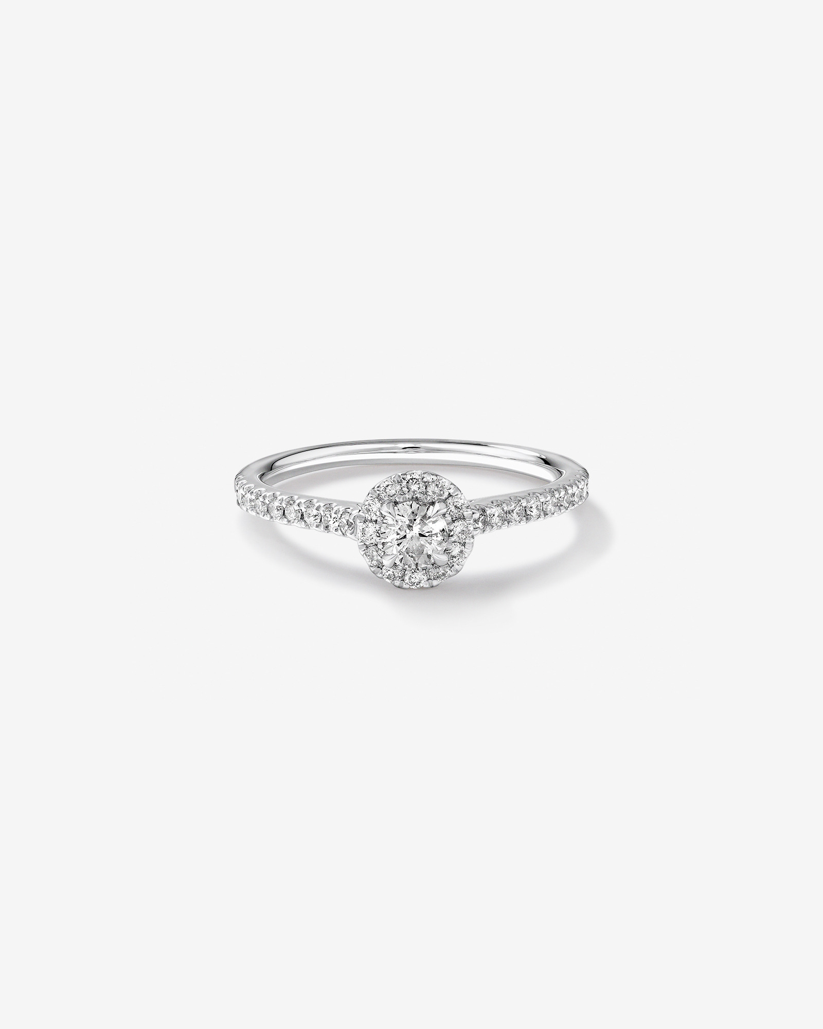 Bague halo brillant rond avec diamants de 0,50 carat en or blanc 14 carats