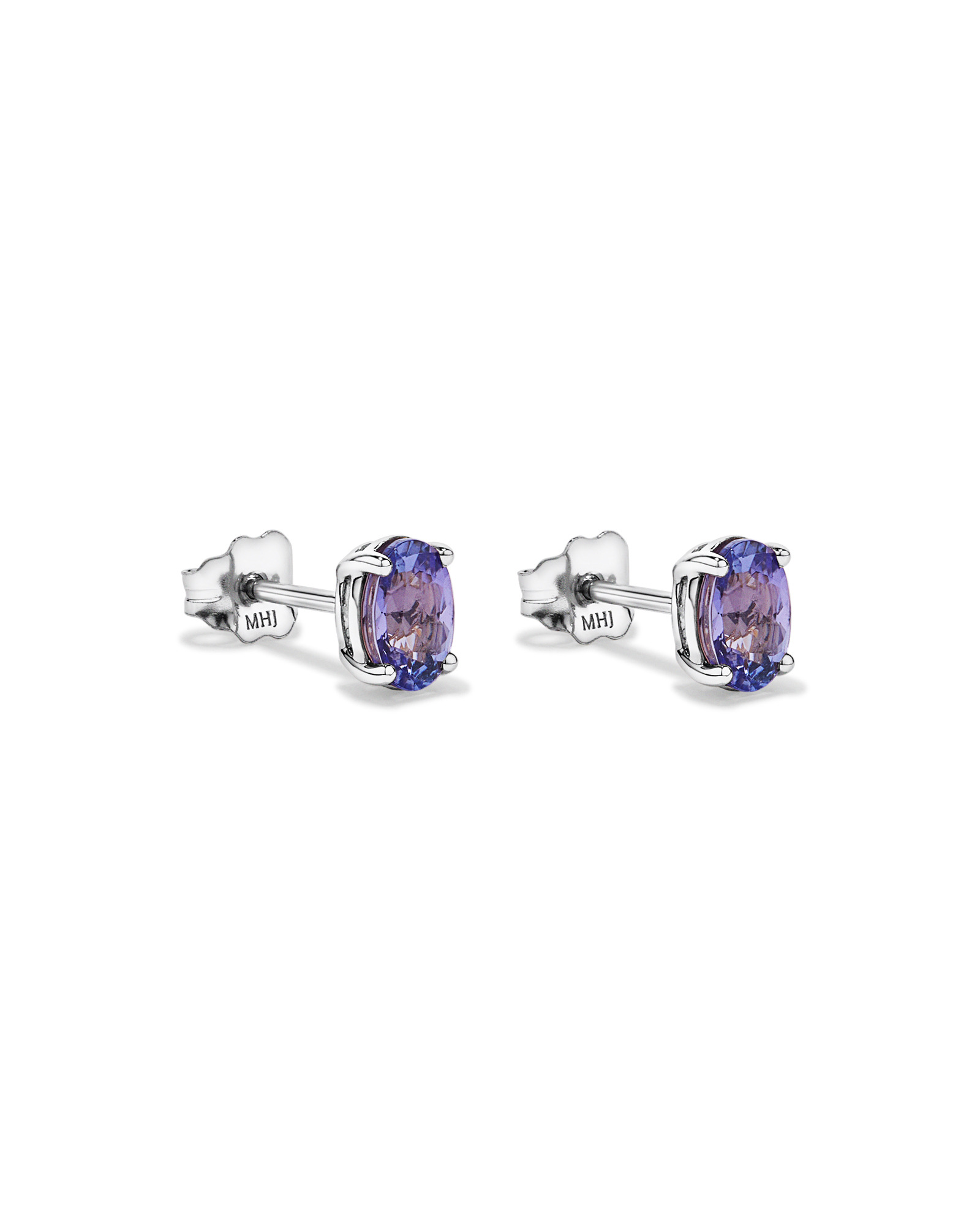 Tanzanite Solitaire Stud Earrings in 10kt Gold