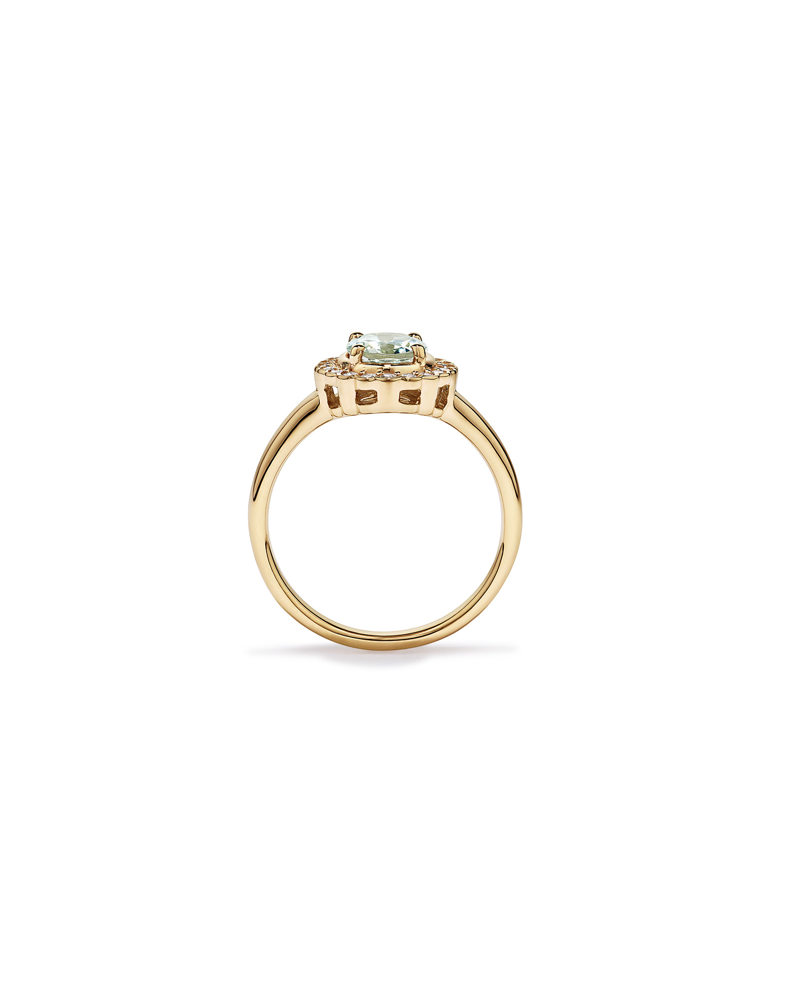 Améthyste verte & 0,20TW de bague Halo en diamant or jaune 10 carats